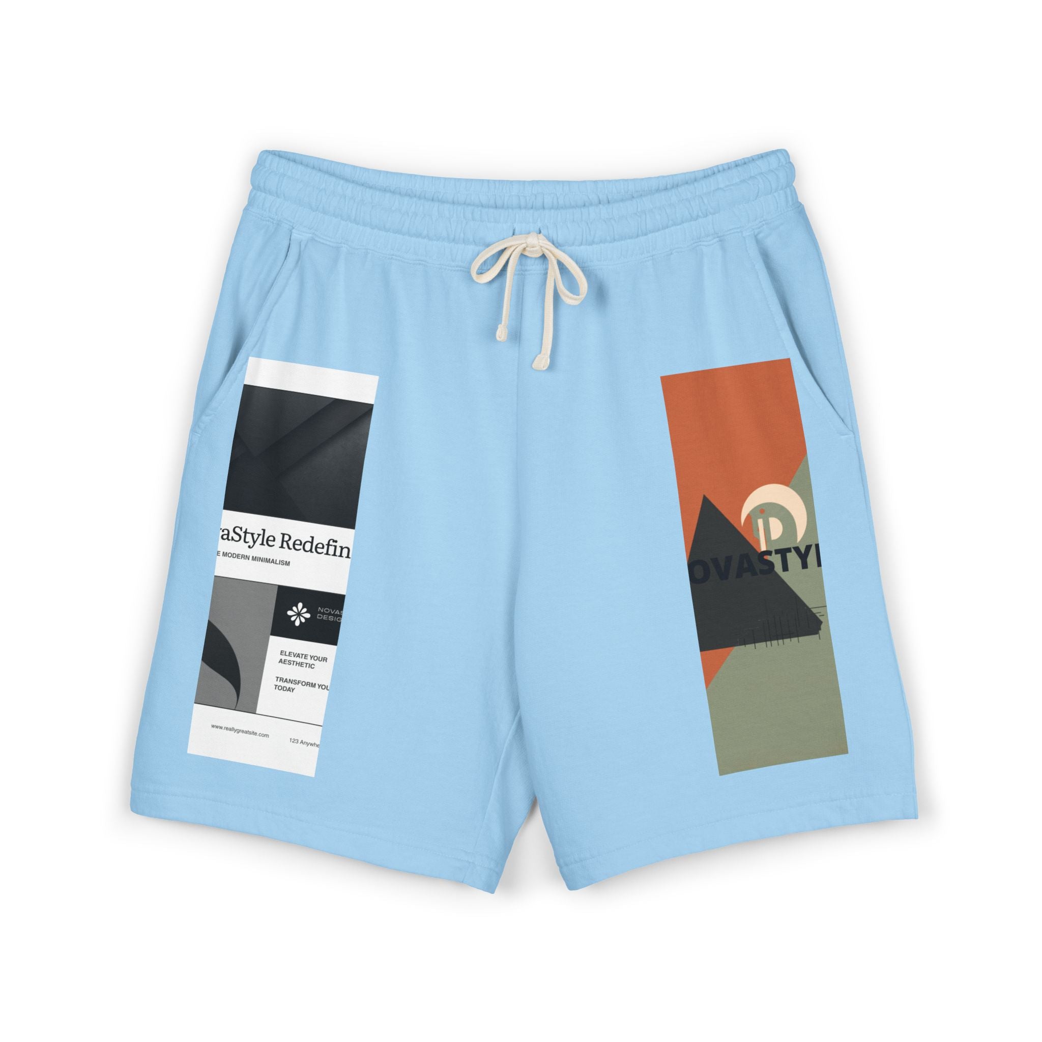 Graphic Fleece Sweat Shorts β Minimal Abstract Panel Design