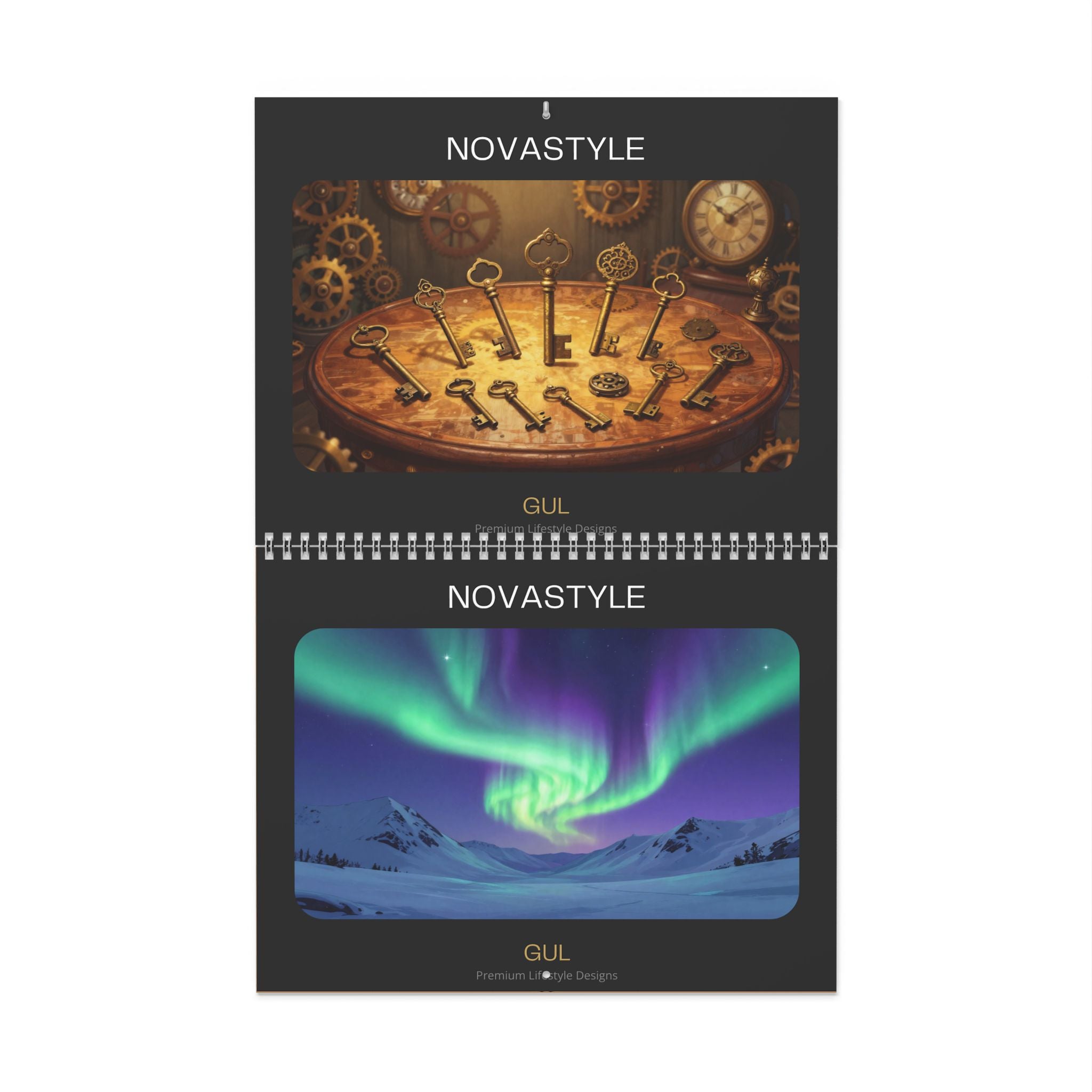 Mandala & Nature Wall Calendar β 12βMonth Artistic Spiral Calendar with Kaleidoscope Art, Aurora & Vintage Keys