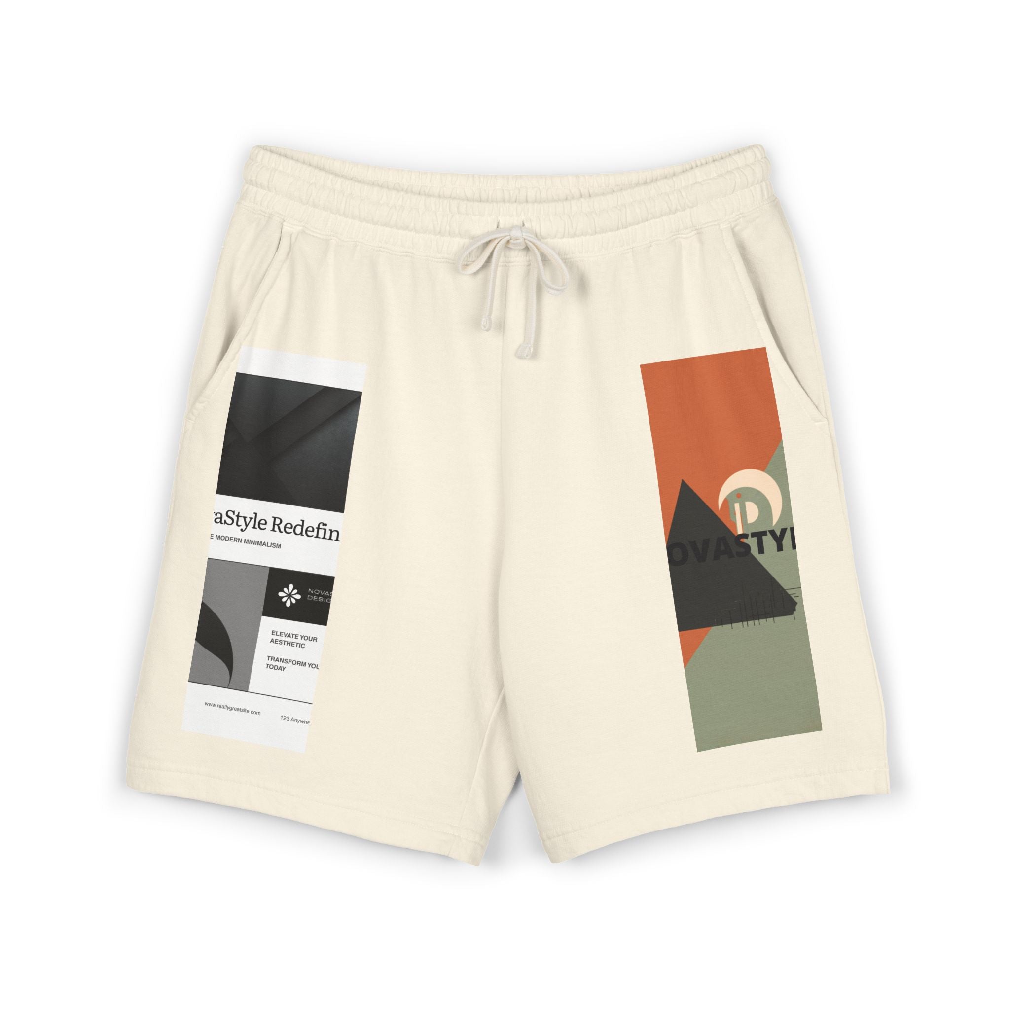 Graphic Fleece Sweat Shorts β Minimal Abstract Panel Design