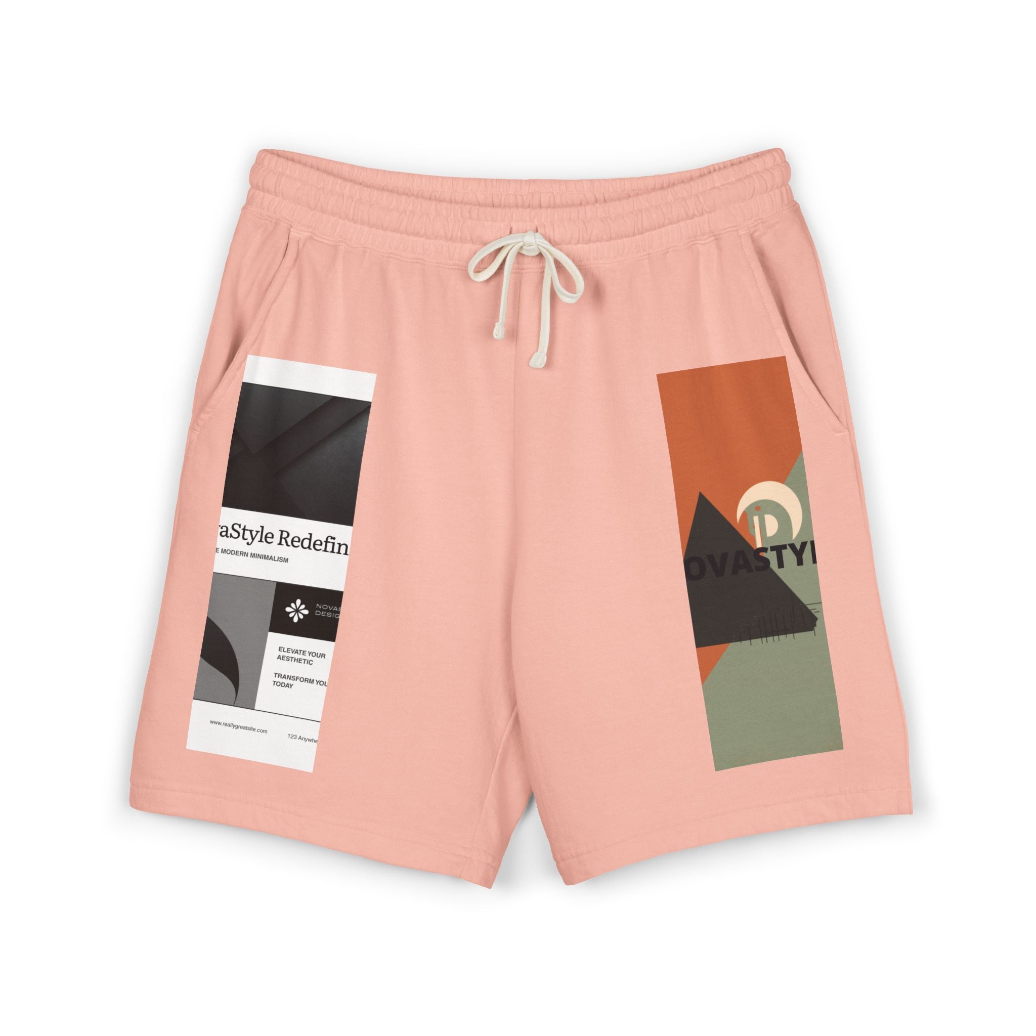 Graphic Fleece Sweat Shorts β Minimal Abstract Panel Design