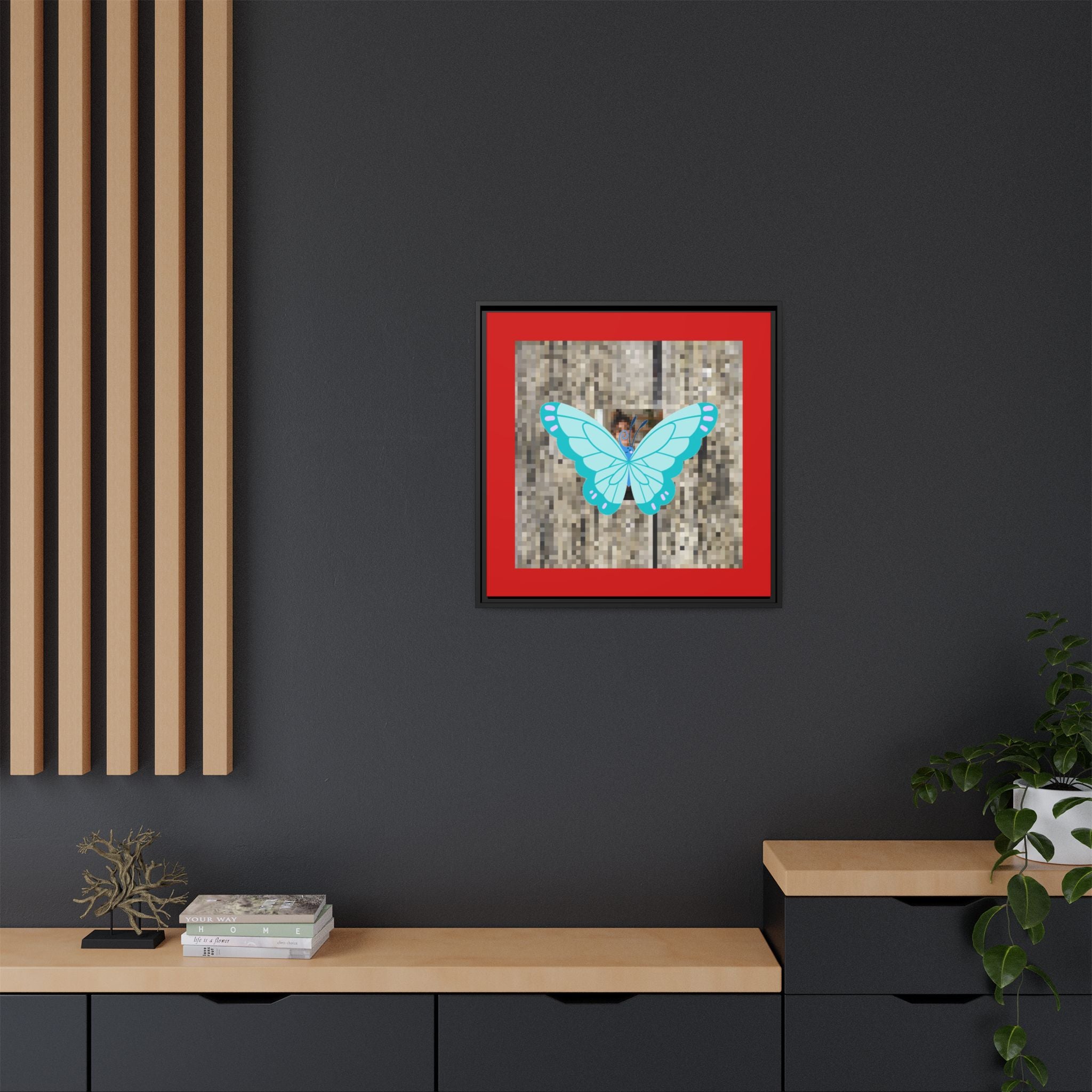 Blue Butterfly Framed Canvas