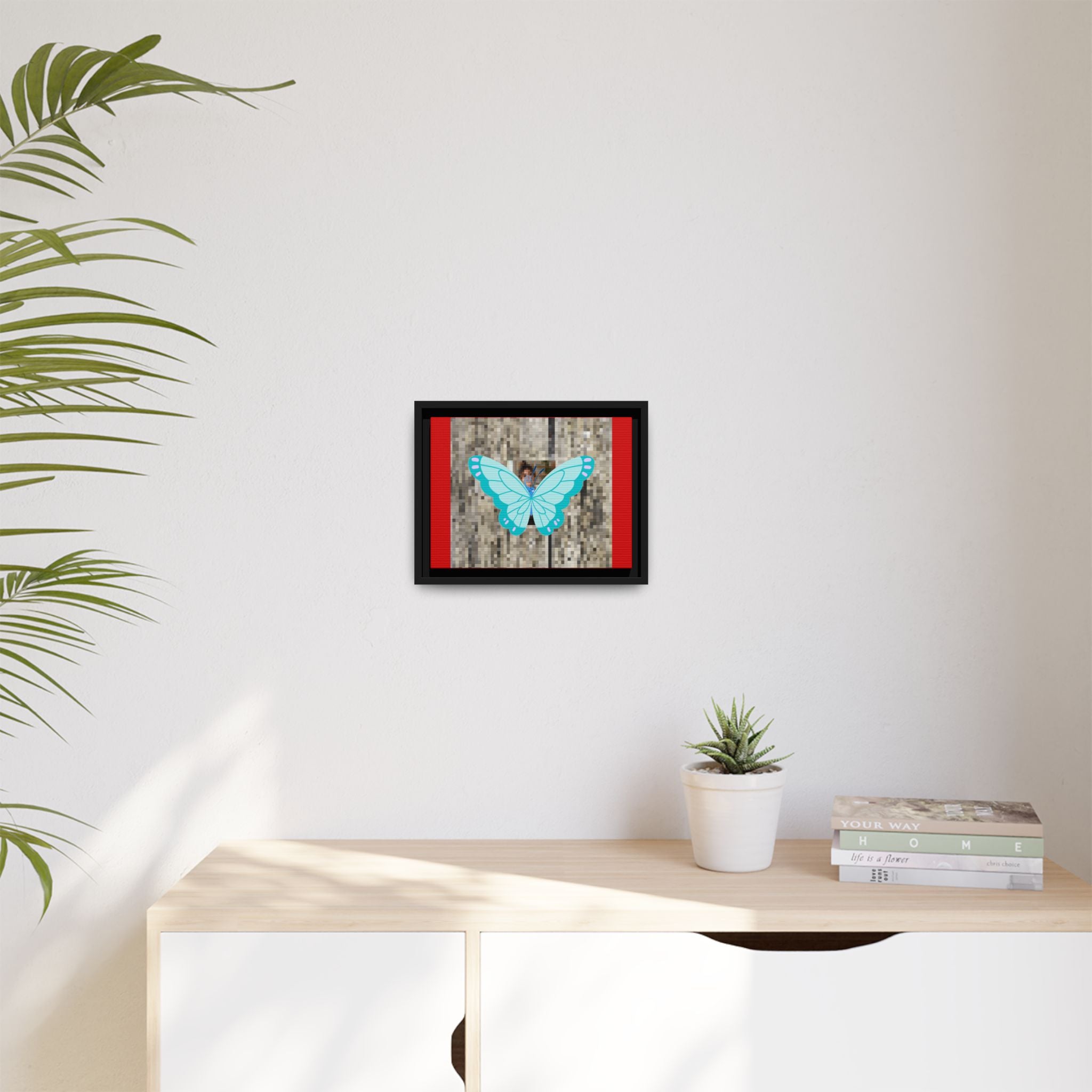 Blue Butterfly Framed Canvas