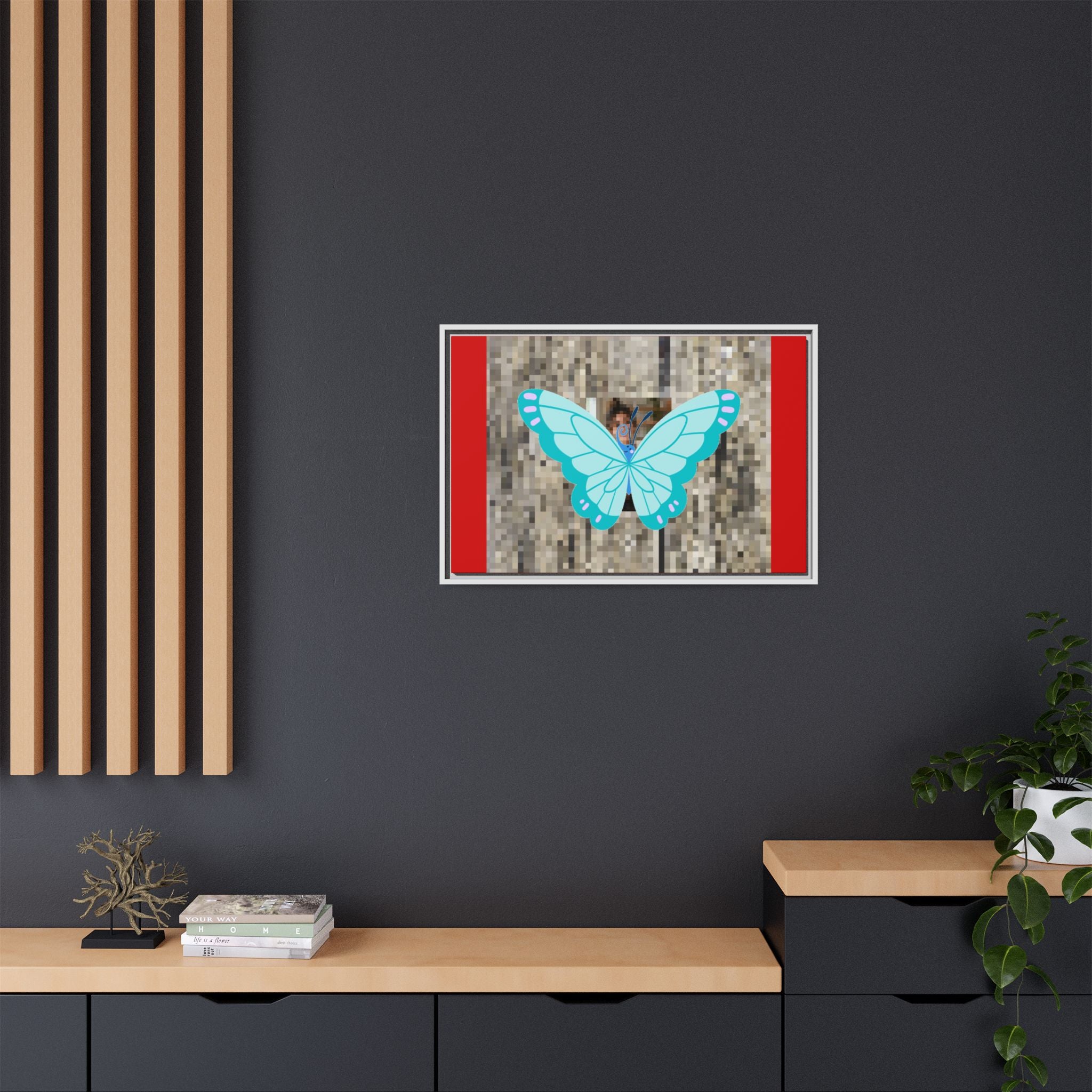 Blue Butterfly Framed Canvas