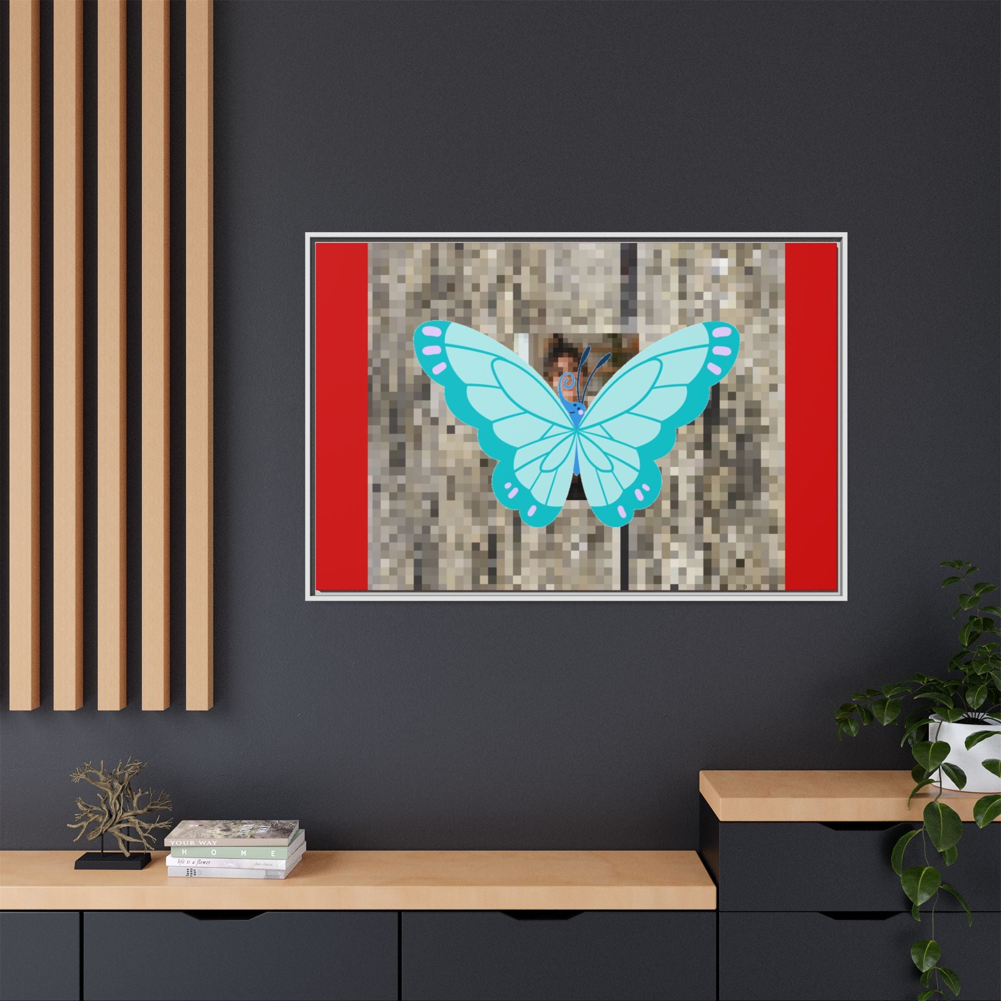 Blue Butterfly Framed Canvas