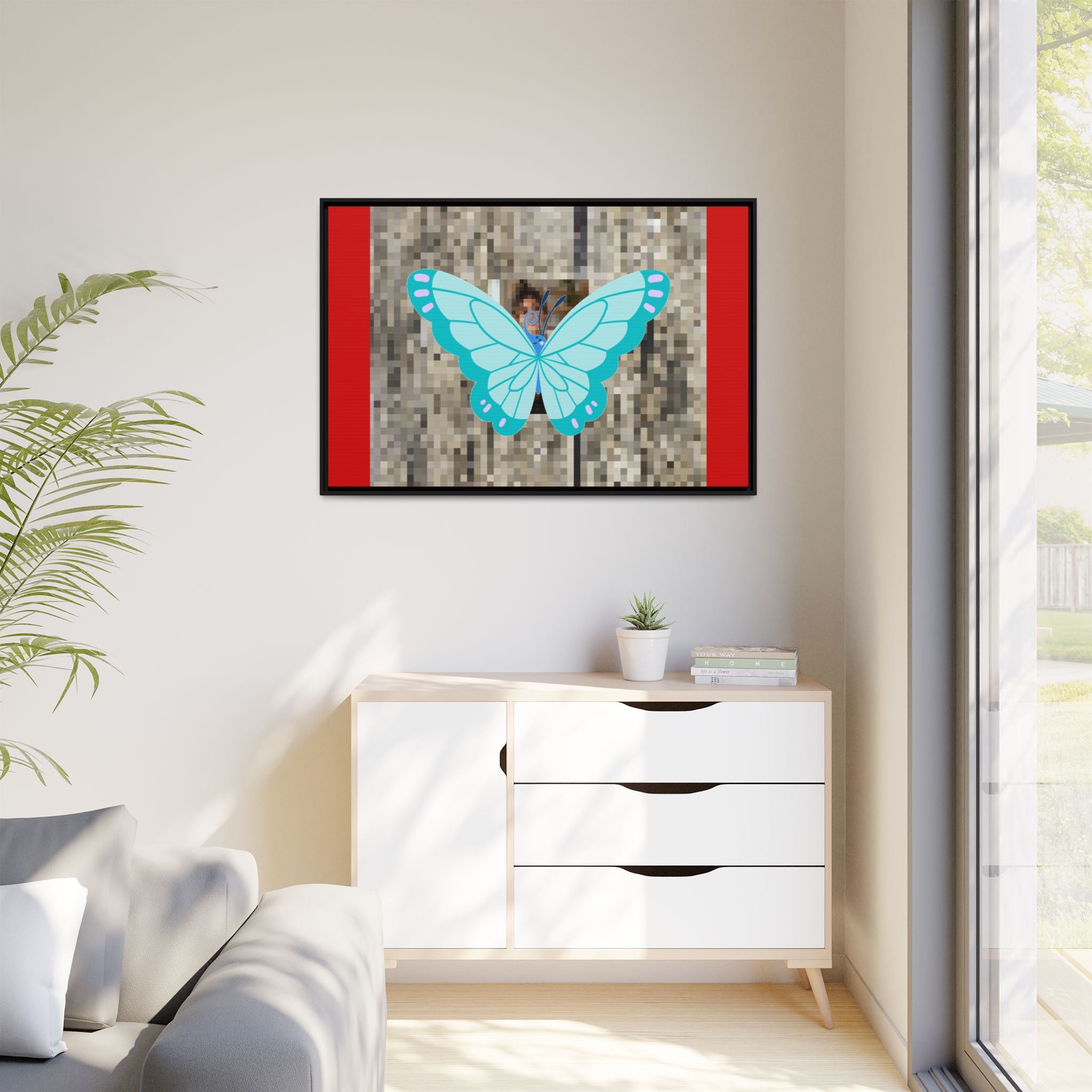 Blue Butterfly Framed Canvas