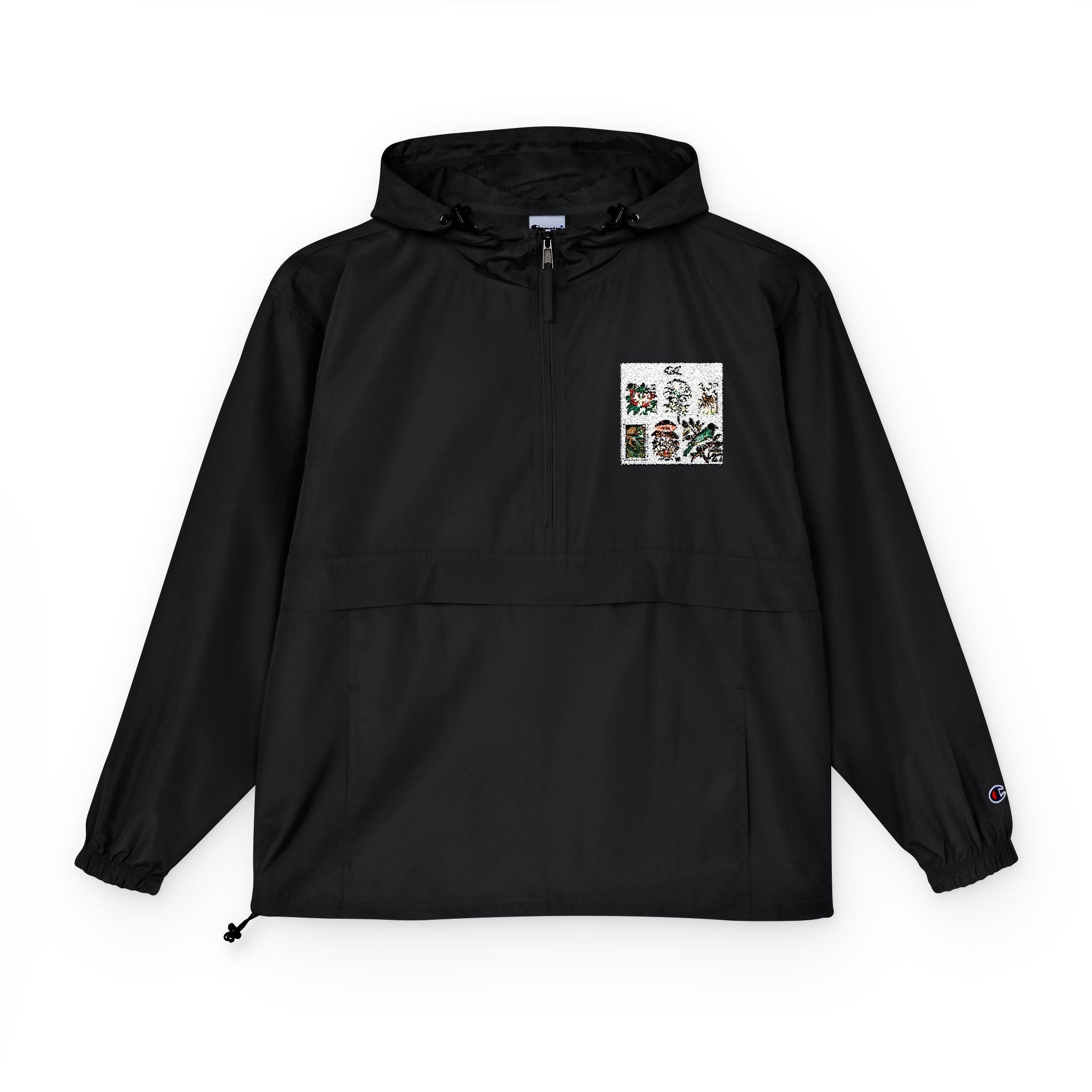 Orange Packable Anorak Jacket with Floral Chest Patch