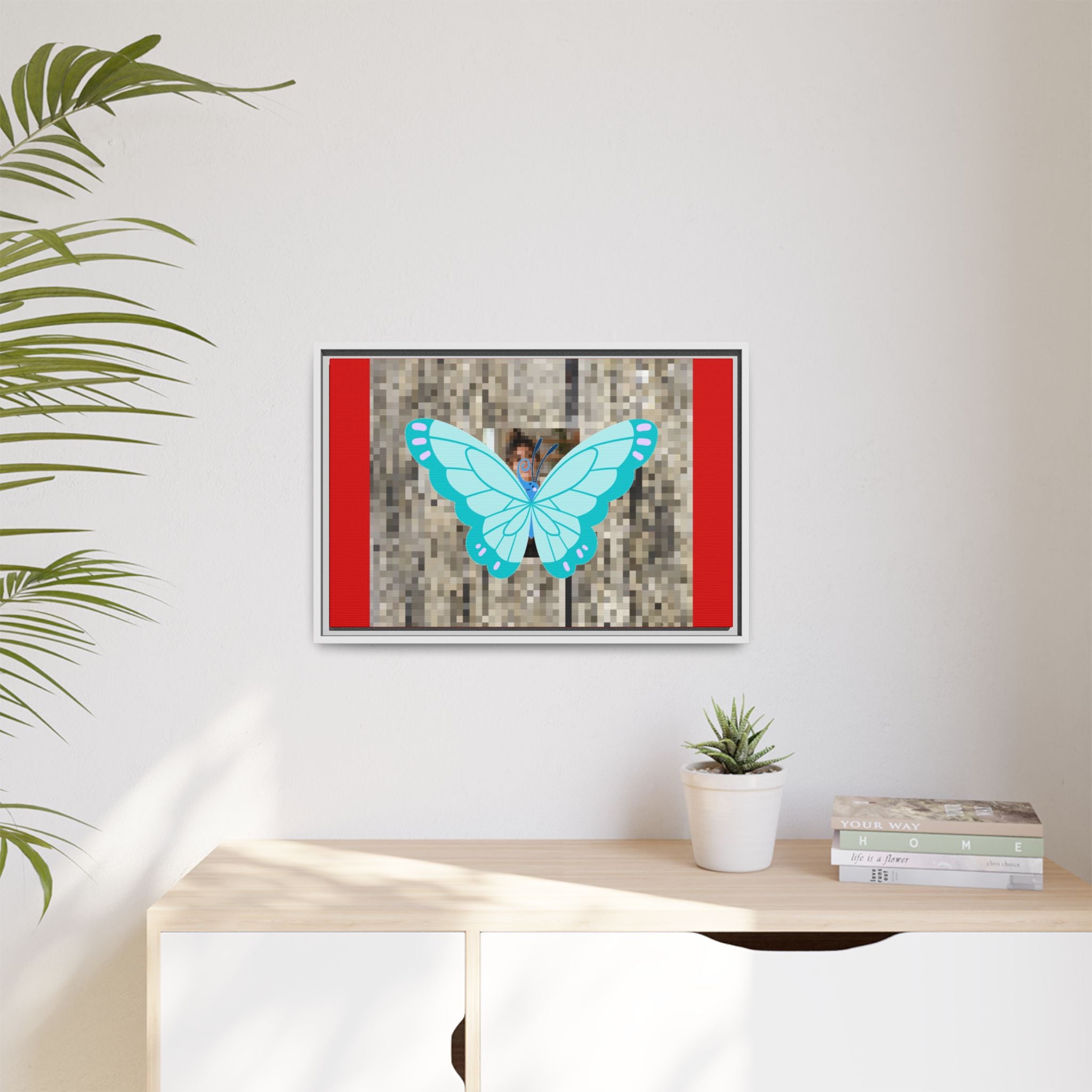 Blue Butterfly Framed Canvas