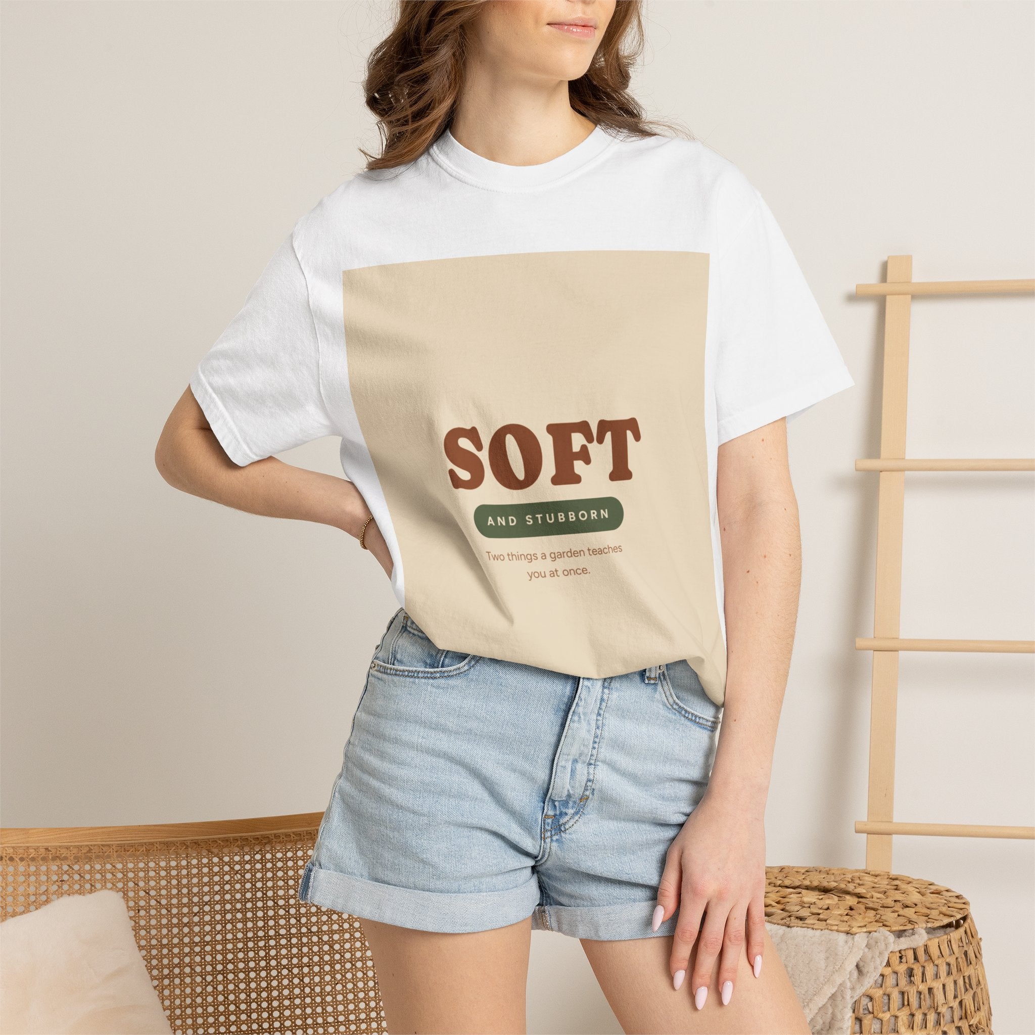 Soft and Stubborn T-Shirt — Retro Cream Graphic Tee