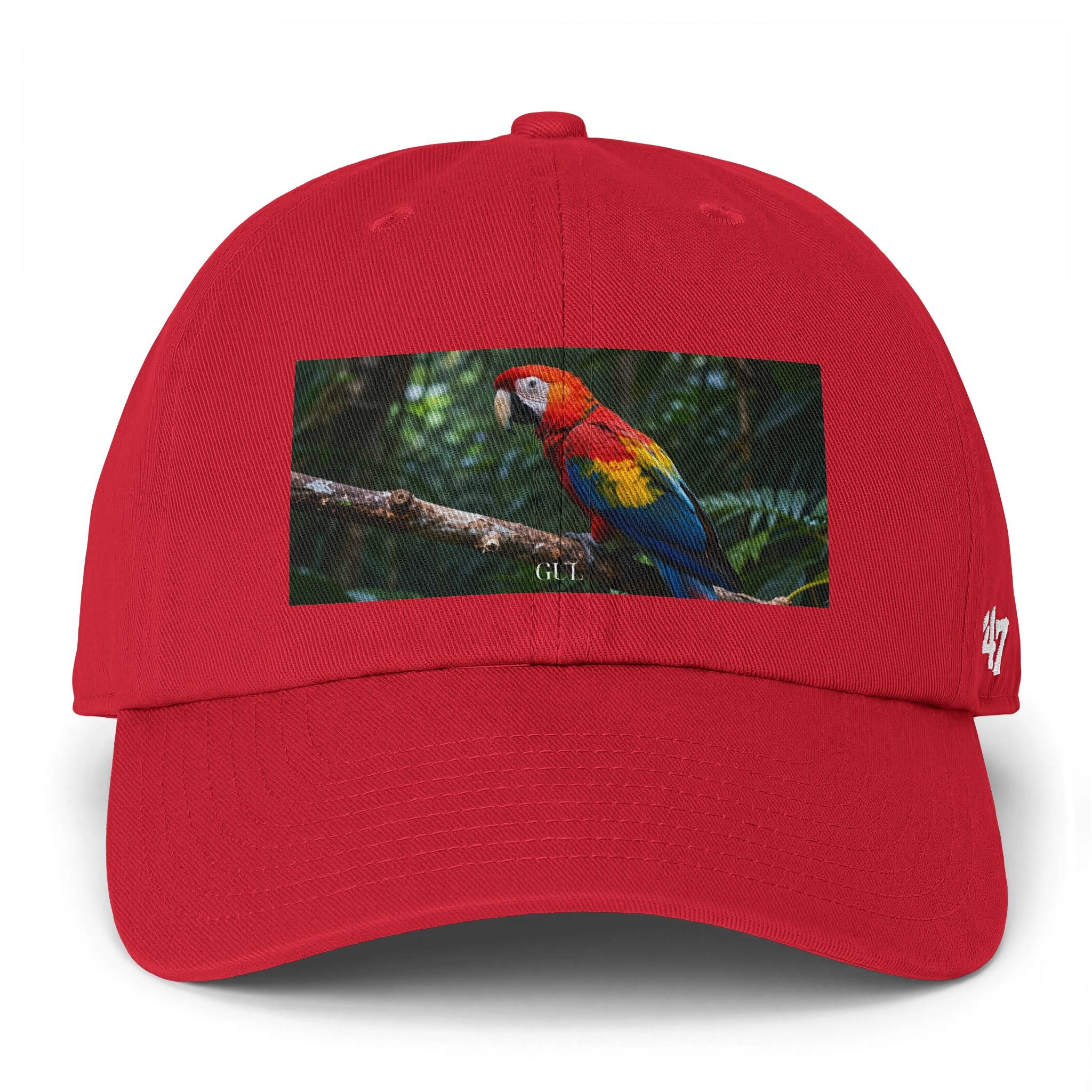 Parrot Print Cap — tropical scarlet macaw baseball hat, gallery view 5, NovaStyle