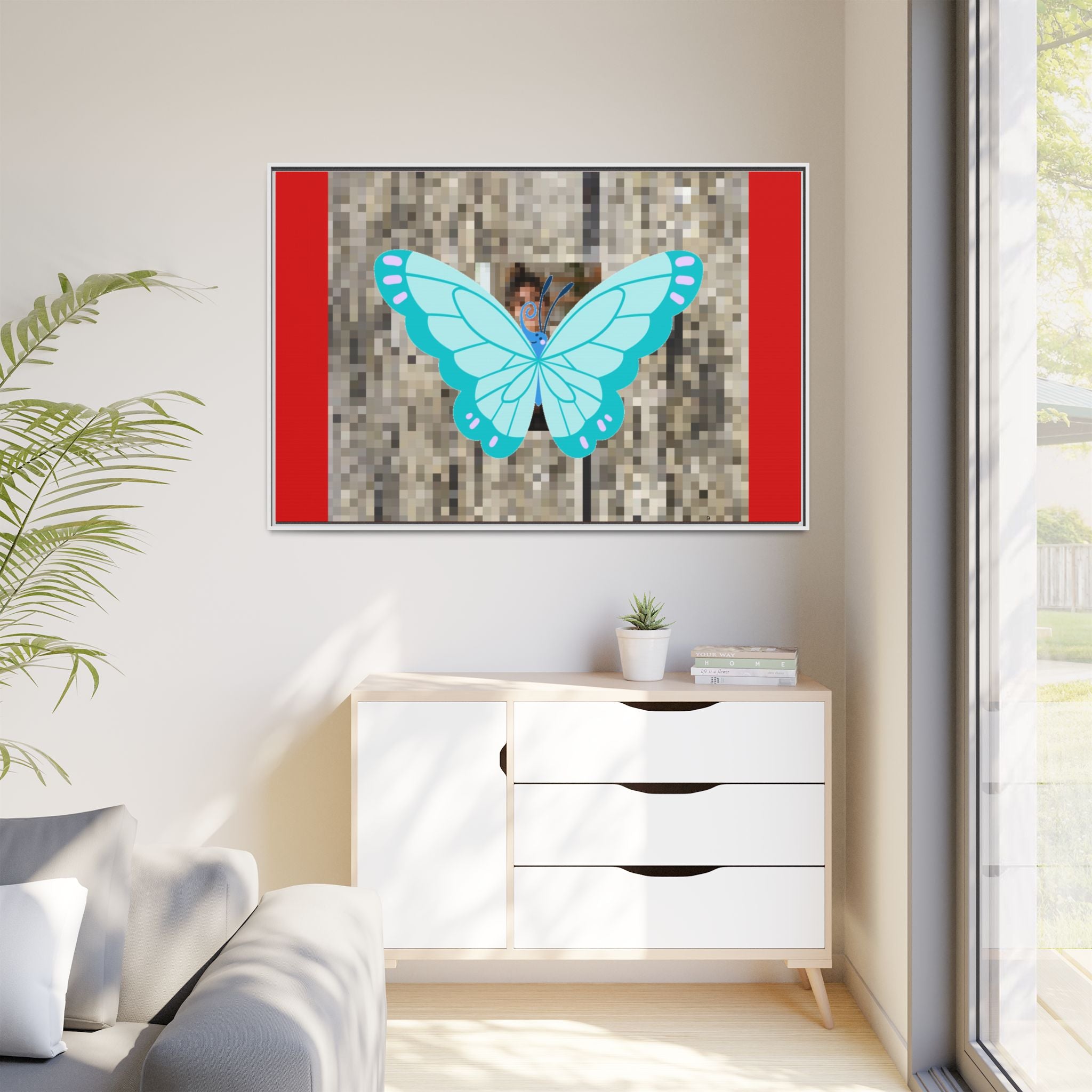 Blue Butterfly Framed Canvas