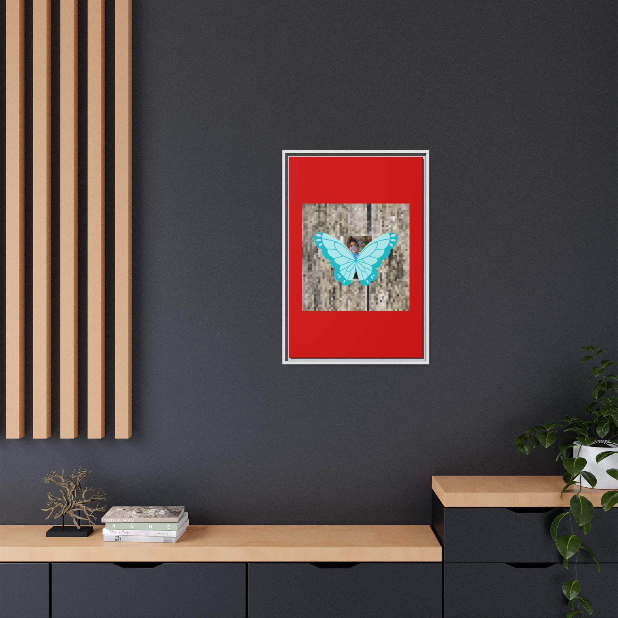 Blue Butterfly Framed Canvas