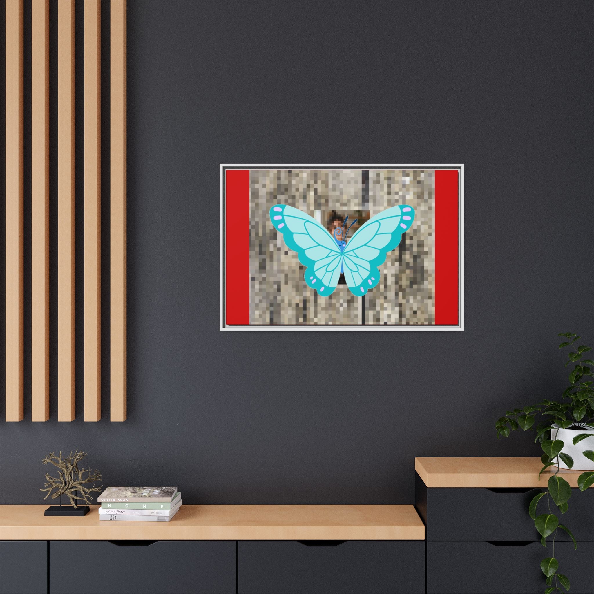 Blue Butterfly Framed Canvas