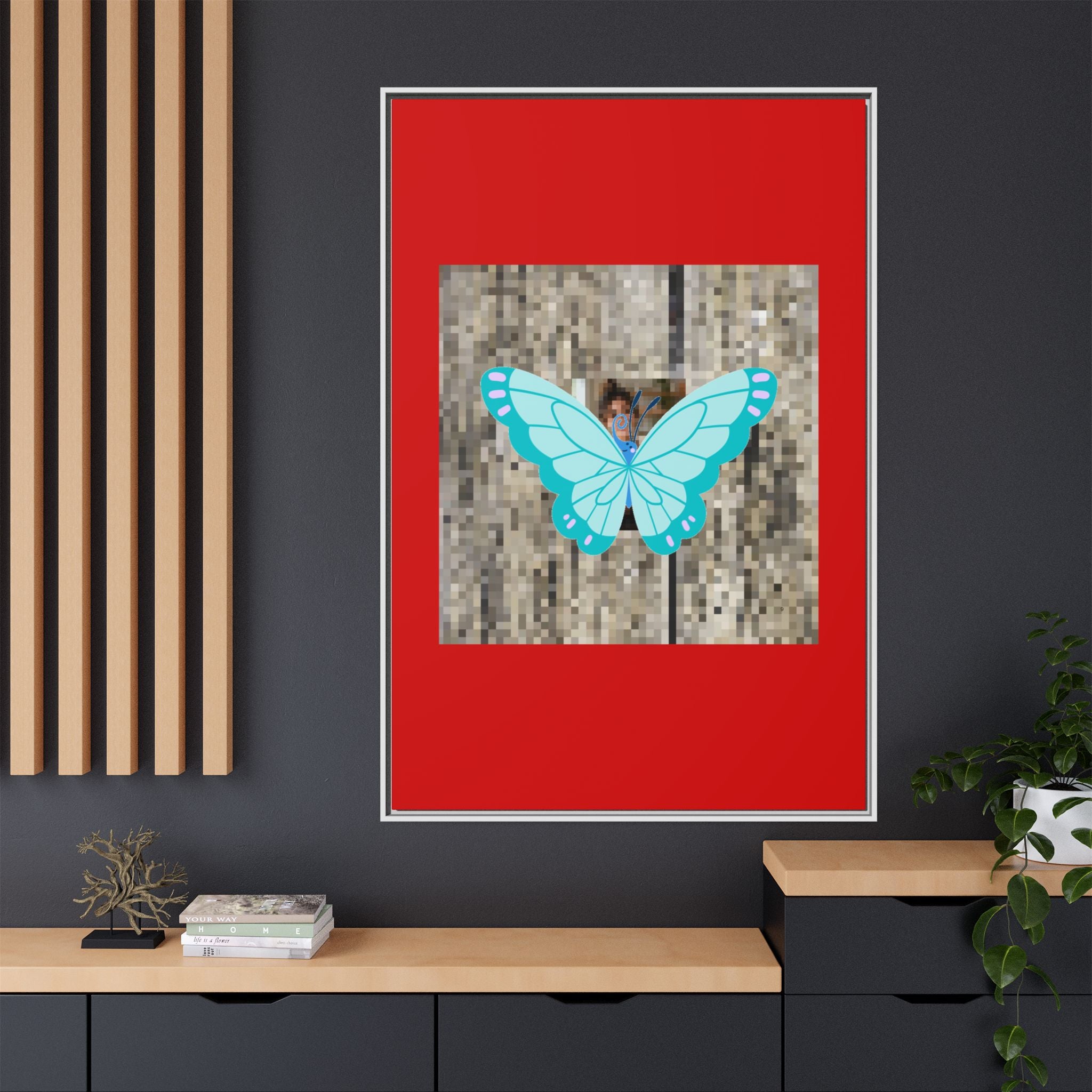 Blue Butterfly Framed Canvas
