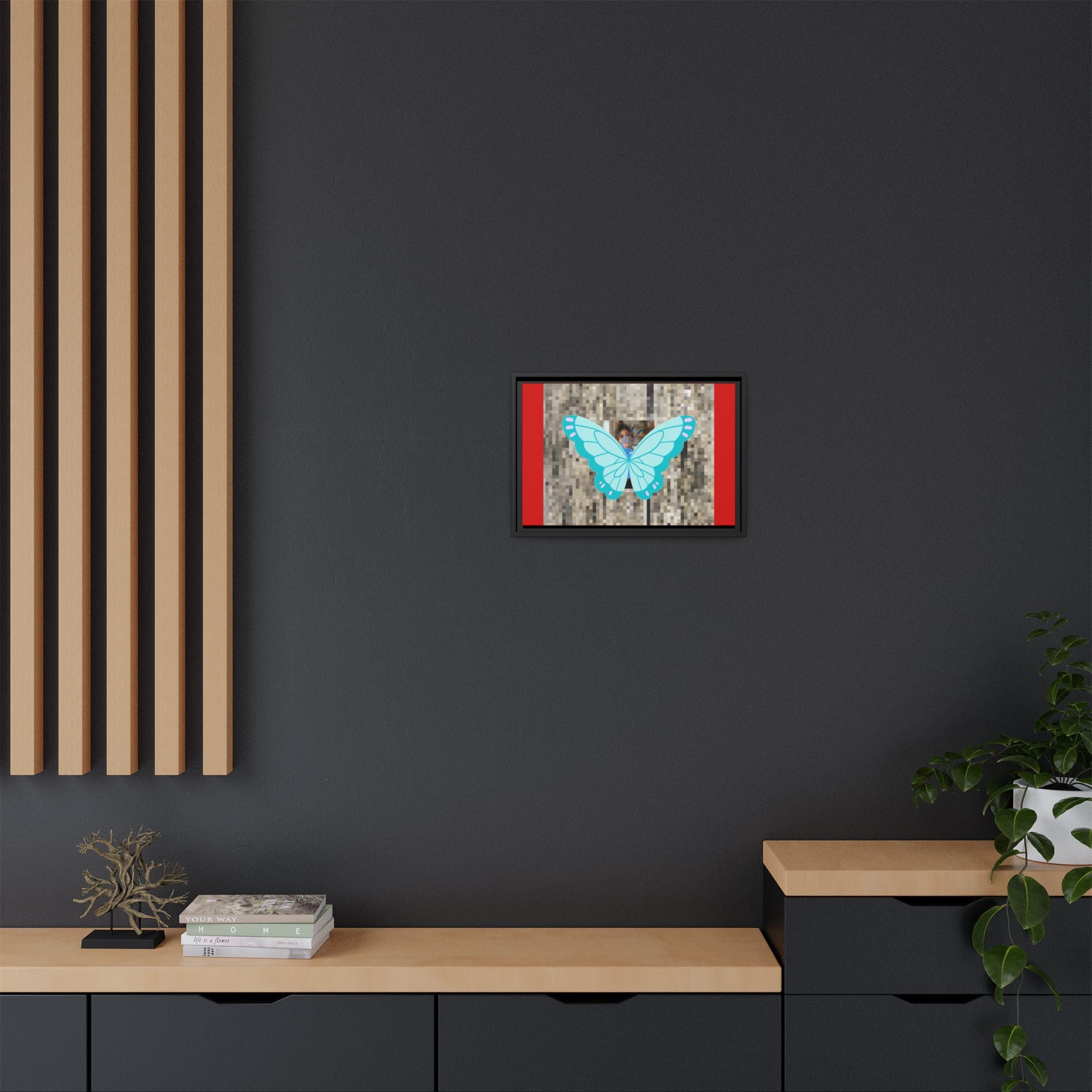 Blue Butterfly Framed Canvas