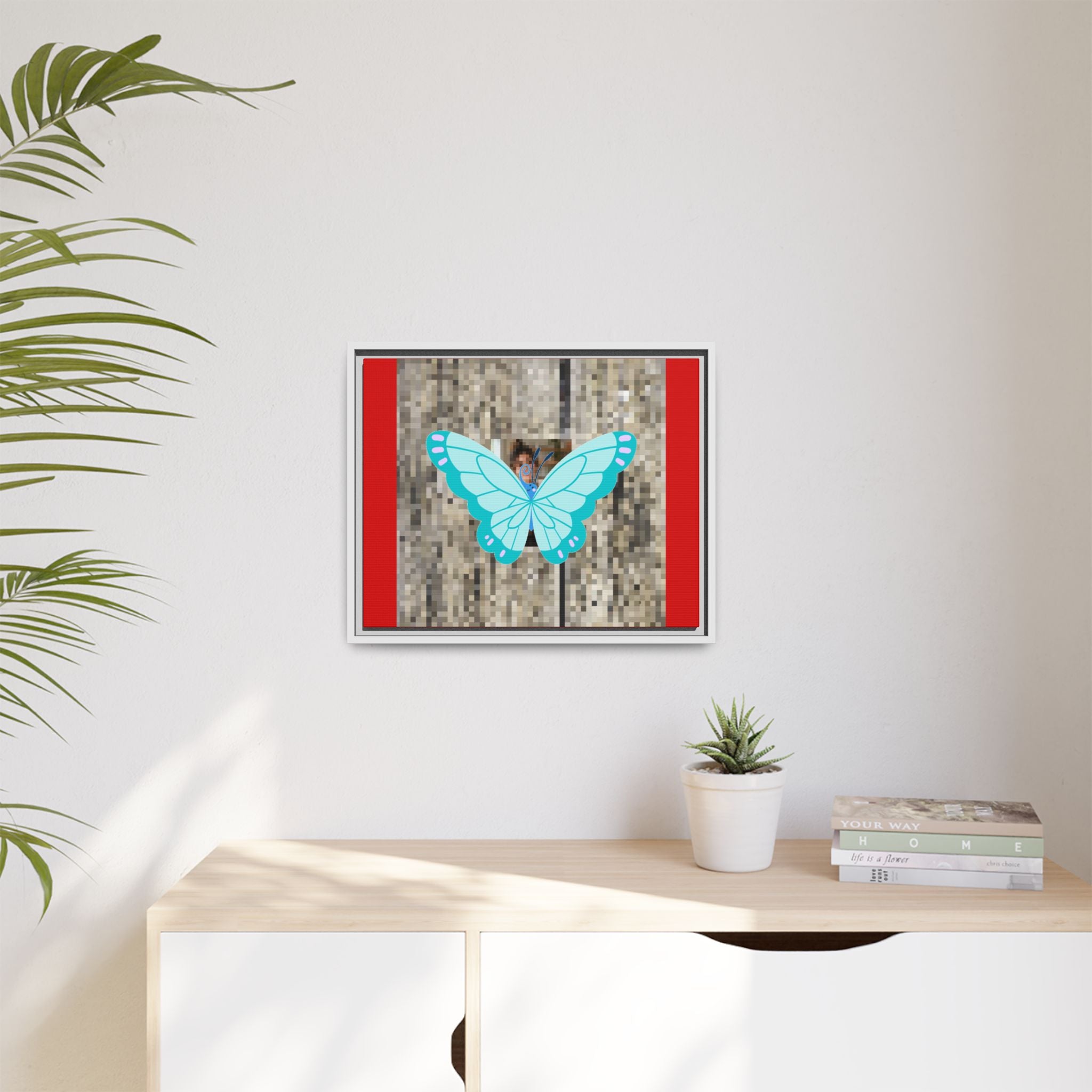 Blue Butterfly Framed Canvas