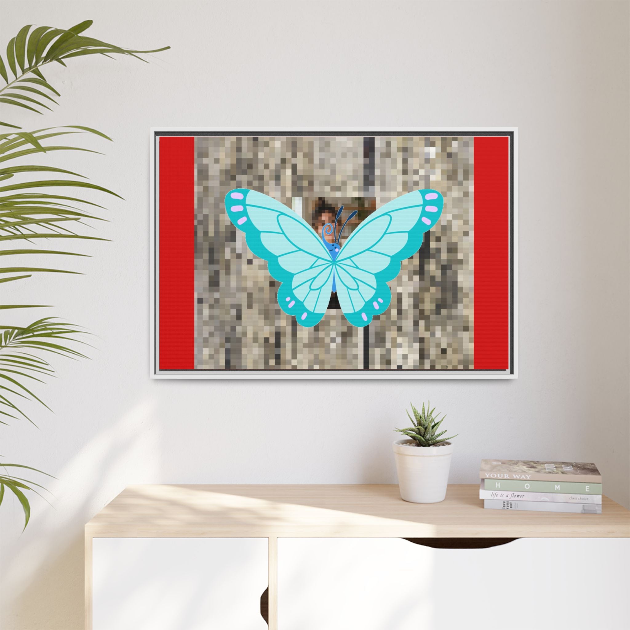 Blue Butterfly Framed Canvas