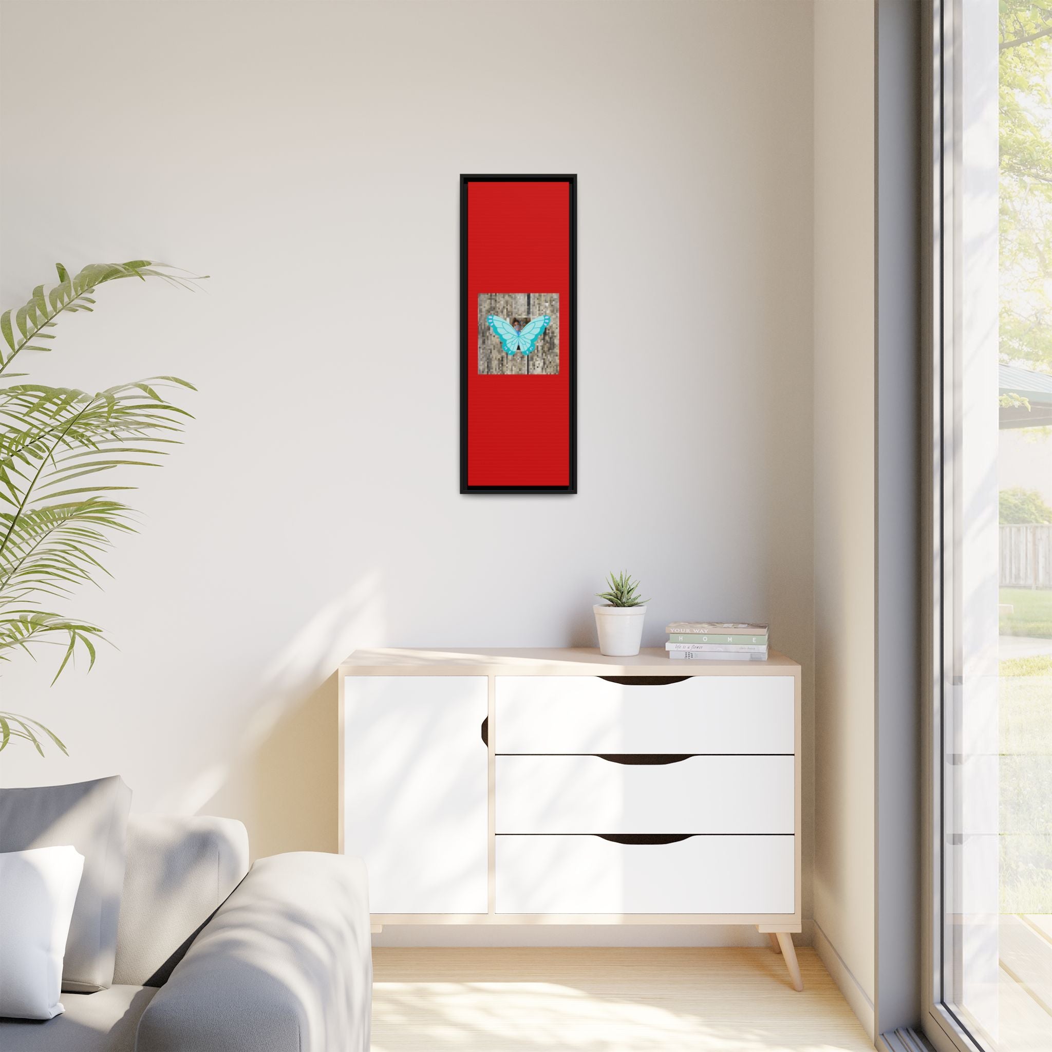 Blue Butterfly Framed Canvas