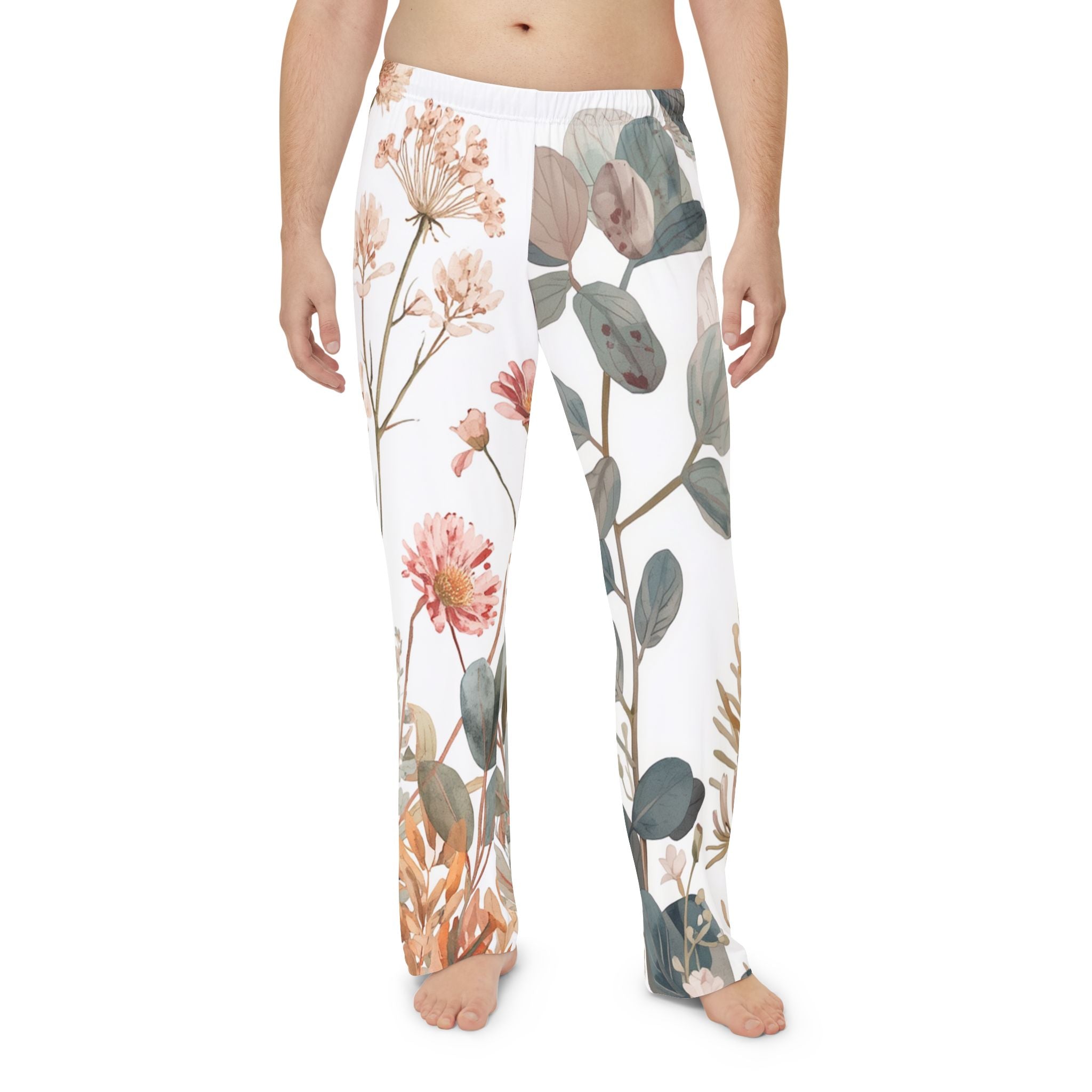 Floral Eucalyptus Lounge Pants β Menβs Botanical Pajama Trousers