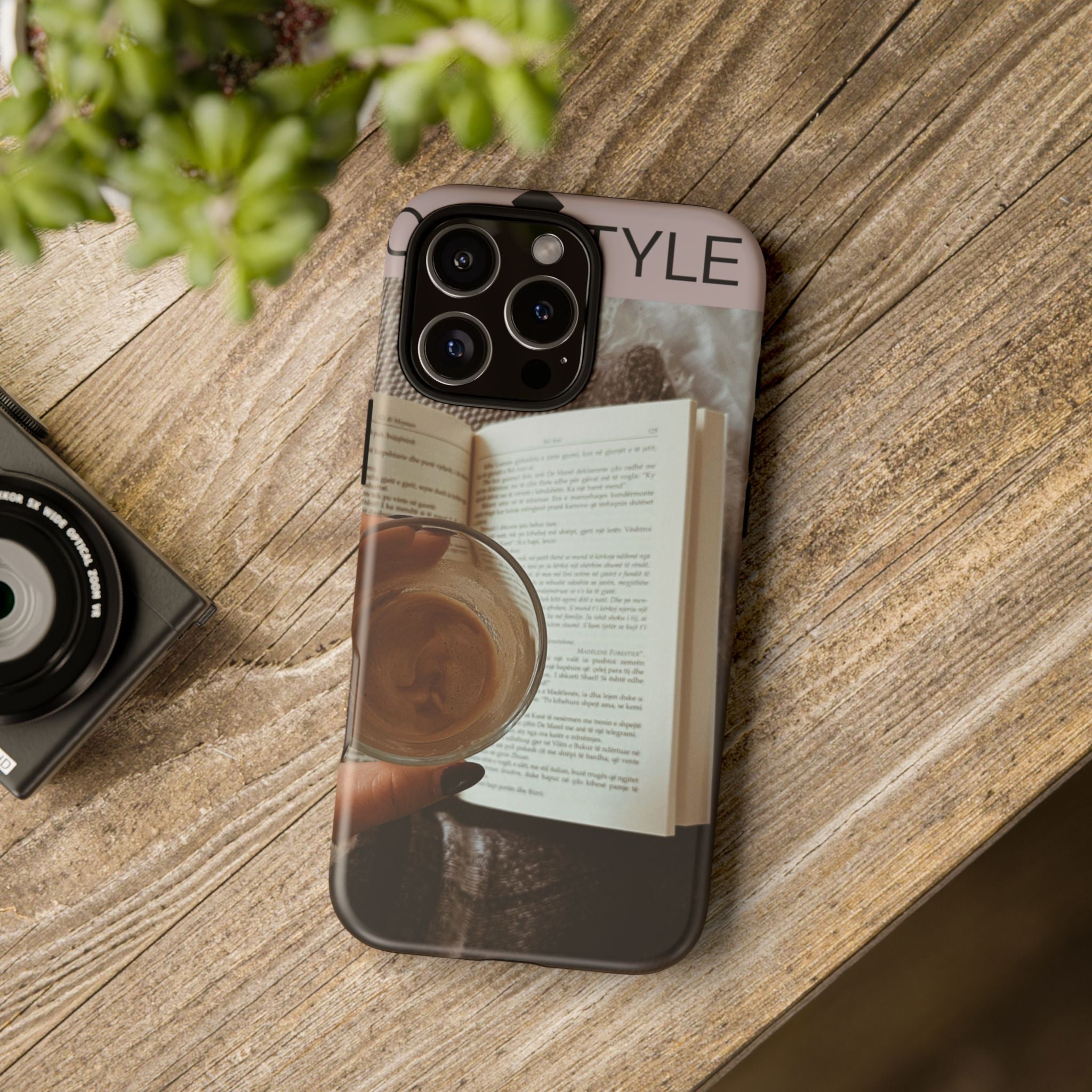 Cozy Reading Phone Case — Coffee & Book Protective Cover