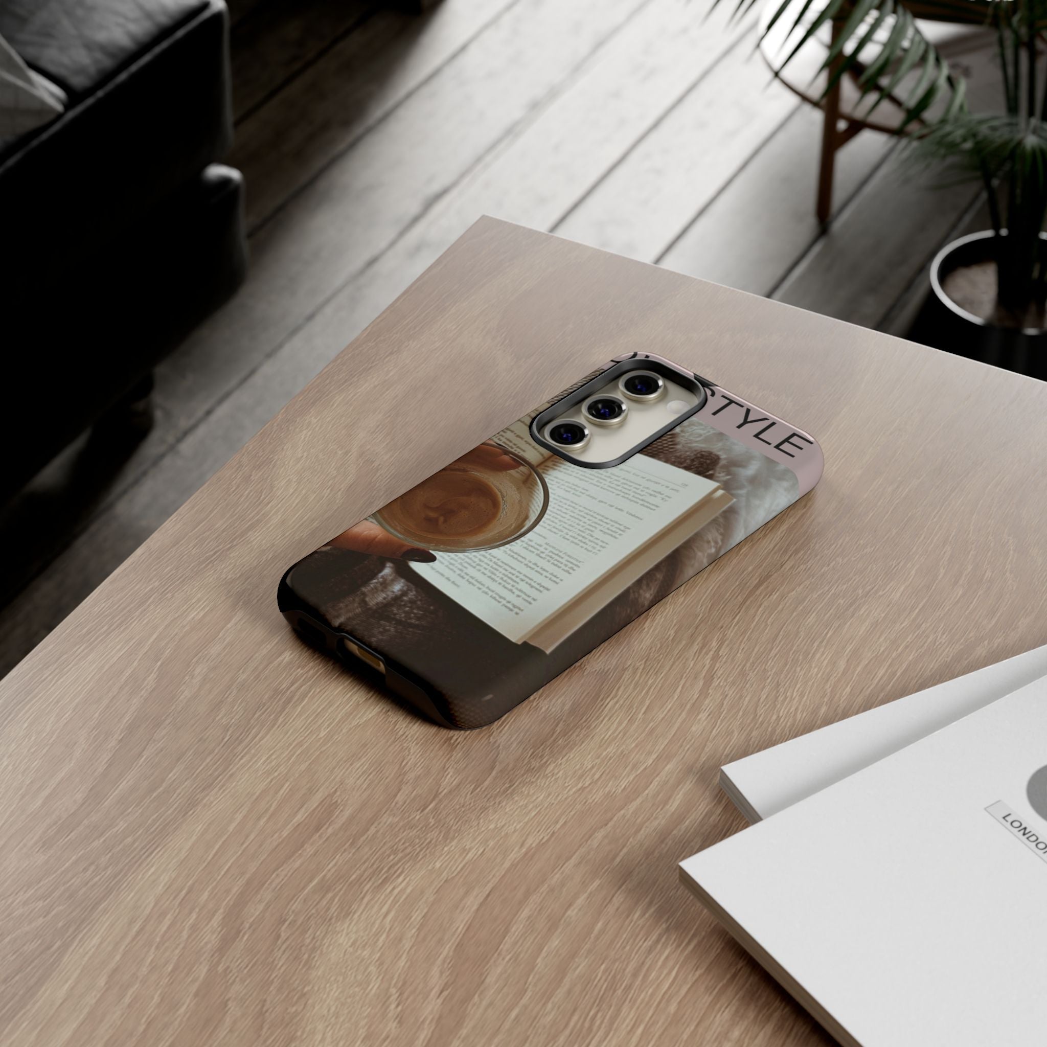 Cozy Reading Phone Case — Coffee & Book Protective Cover