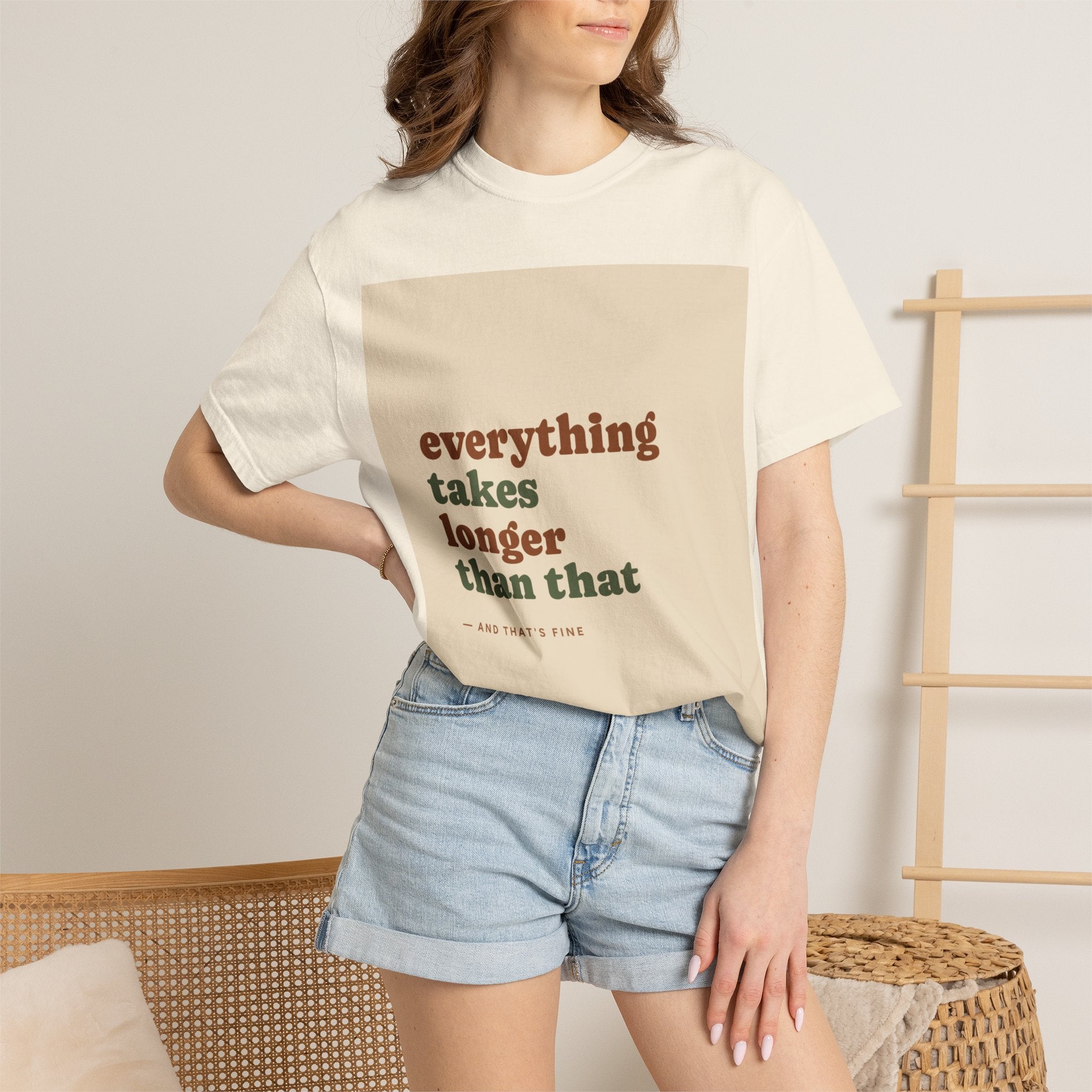 Everything Takes Longer Than That Tee — Relaxed Retro Quote T-Shirt