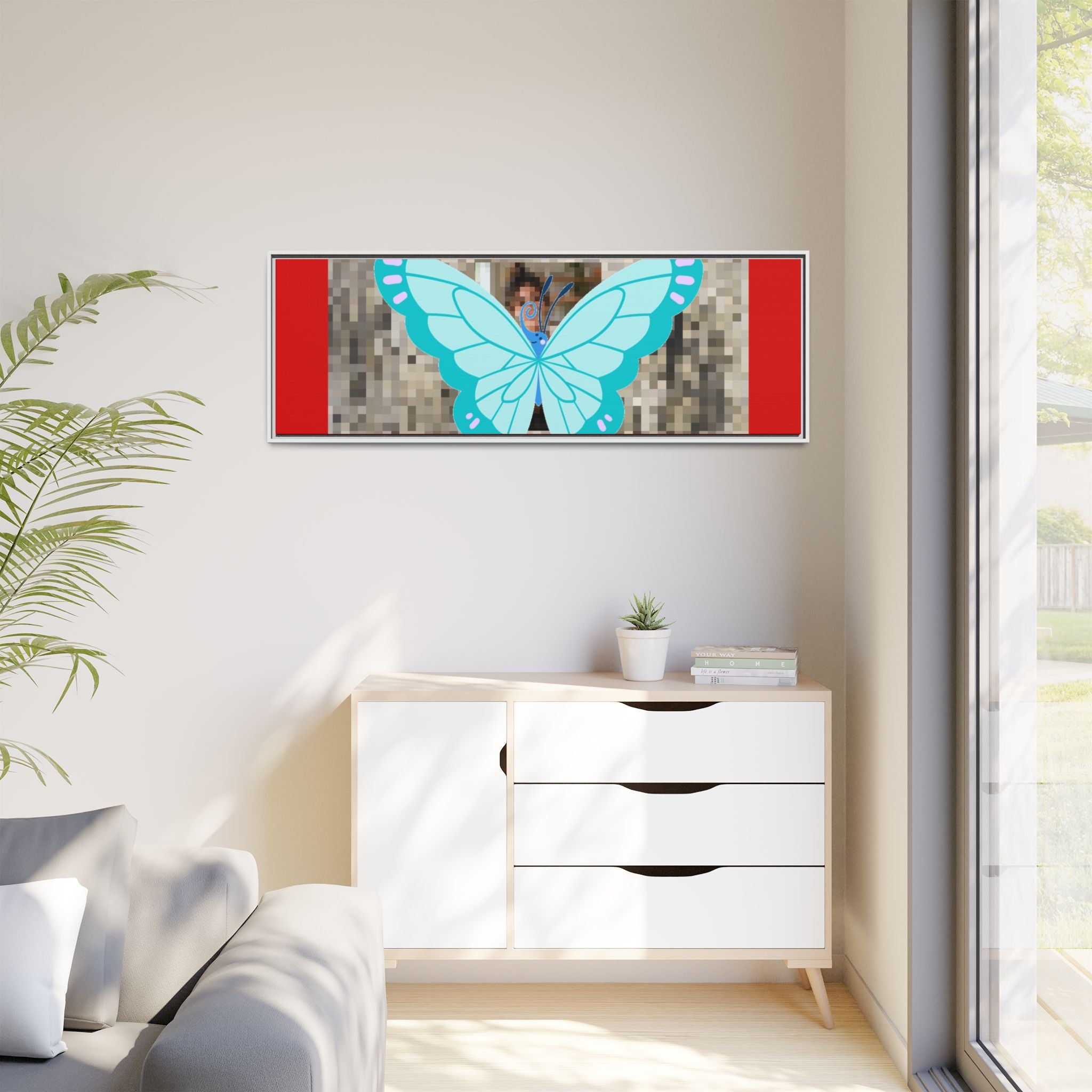 Blue Butterfly Framed Canvas