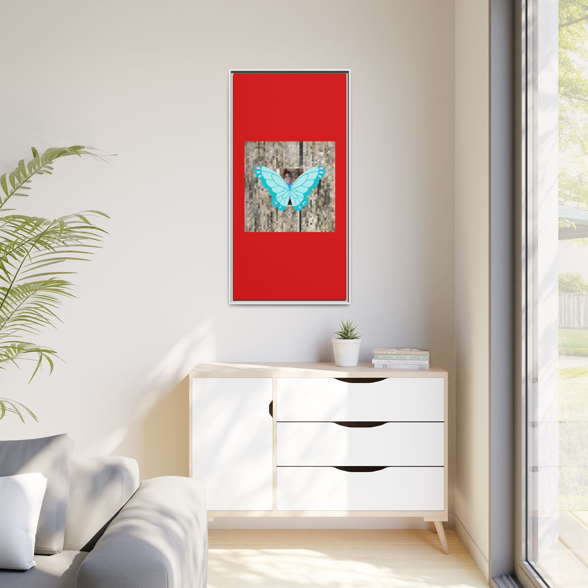 Blue Butterfly Framed Canvas