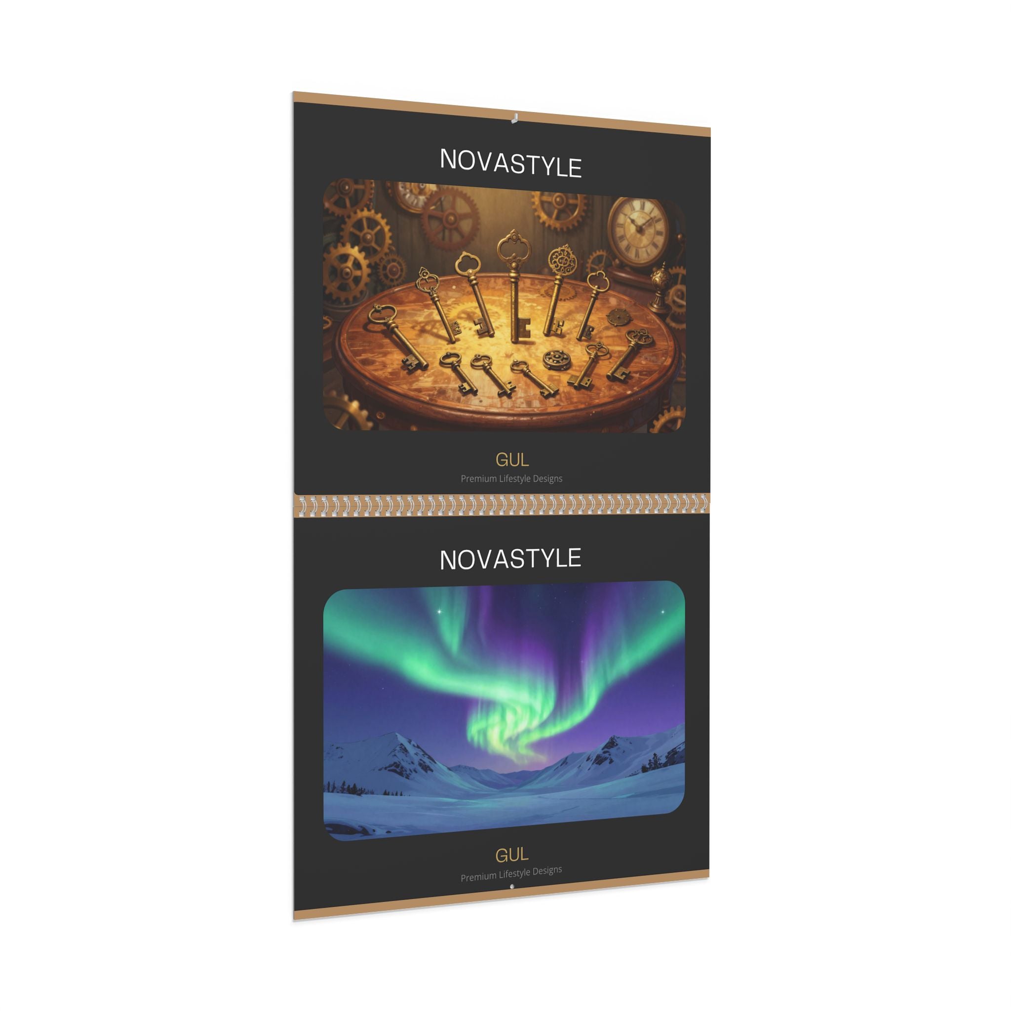 Mandala & Nature Wall Calendar β 12βMonth Artistic Spiral Calendar with Kaleidoscope Art, Aurora & Vintage Keys