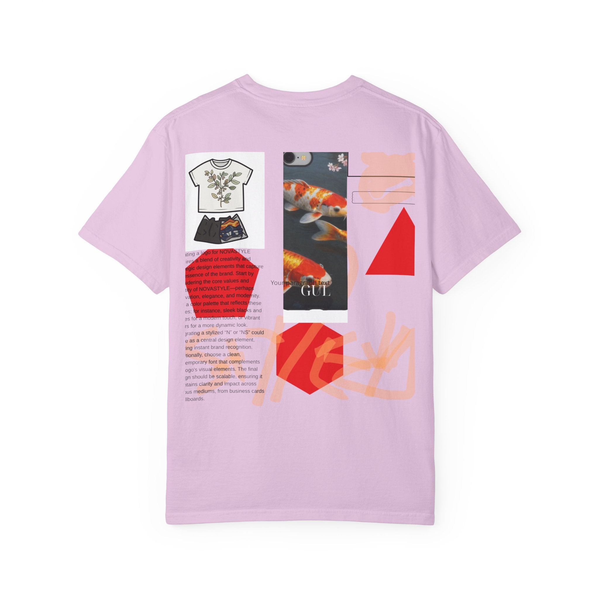 Graphic T-Shirt — Playful Koi & Vase Collage Tee (OVASTYLE Brand)