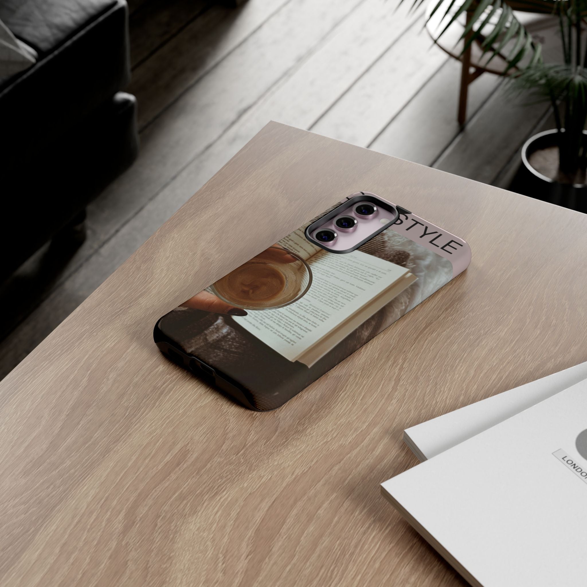 Cozy Reading Phone Case — Coffee & Book Protective Cover