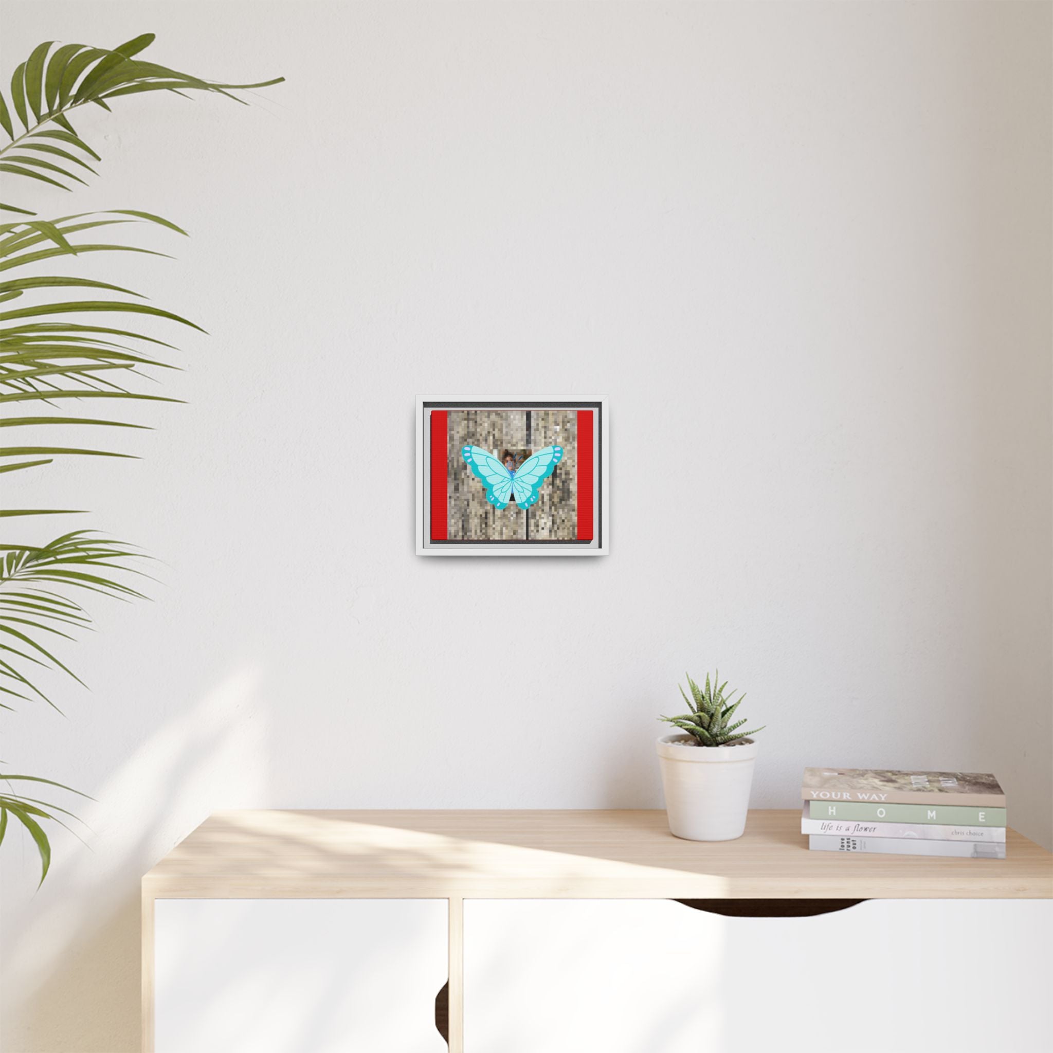 Blue Butterfly Framed Canvas