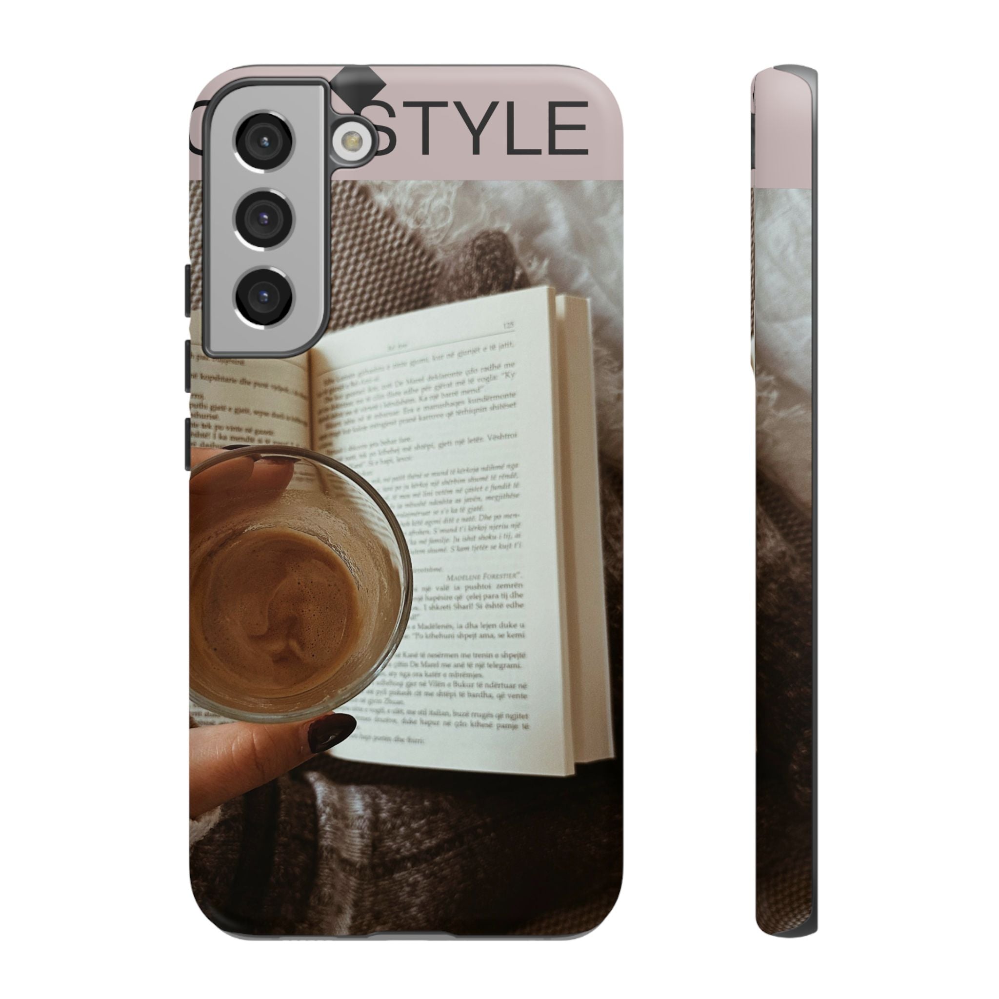 Cozy Reading Phone Case — Coffee & Book Protective Cover