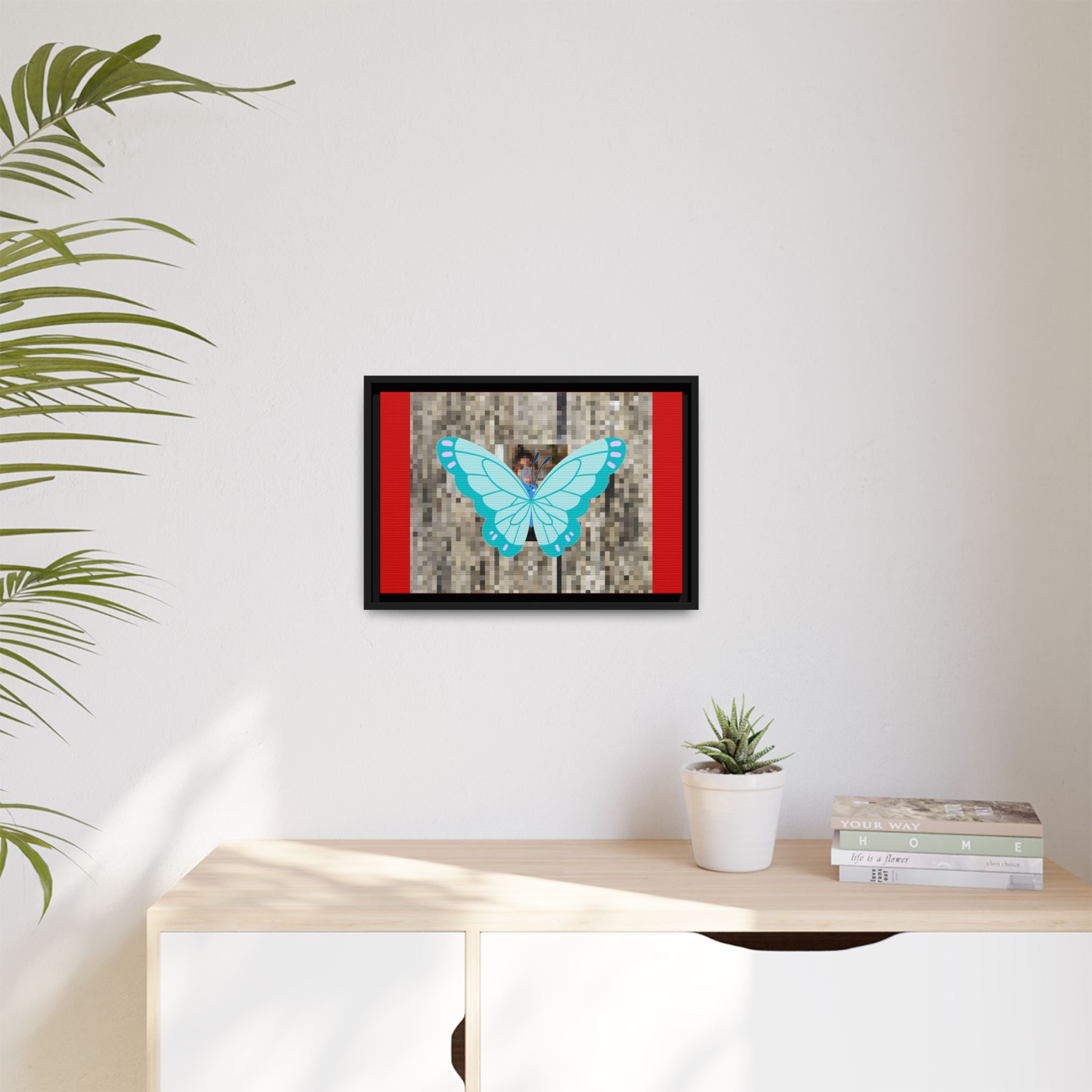Blue Butterfly Framed Canvas