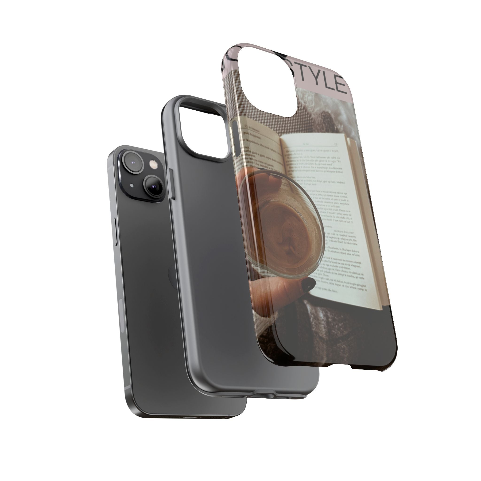 Cozy Reading Phone Case — Coffee & Book Protective Cover