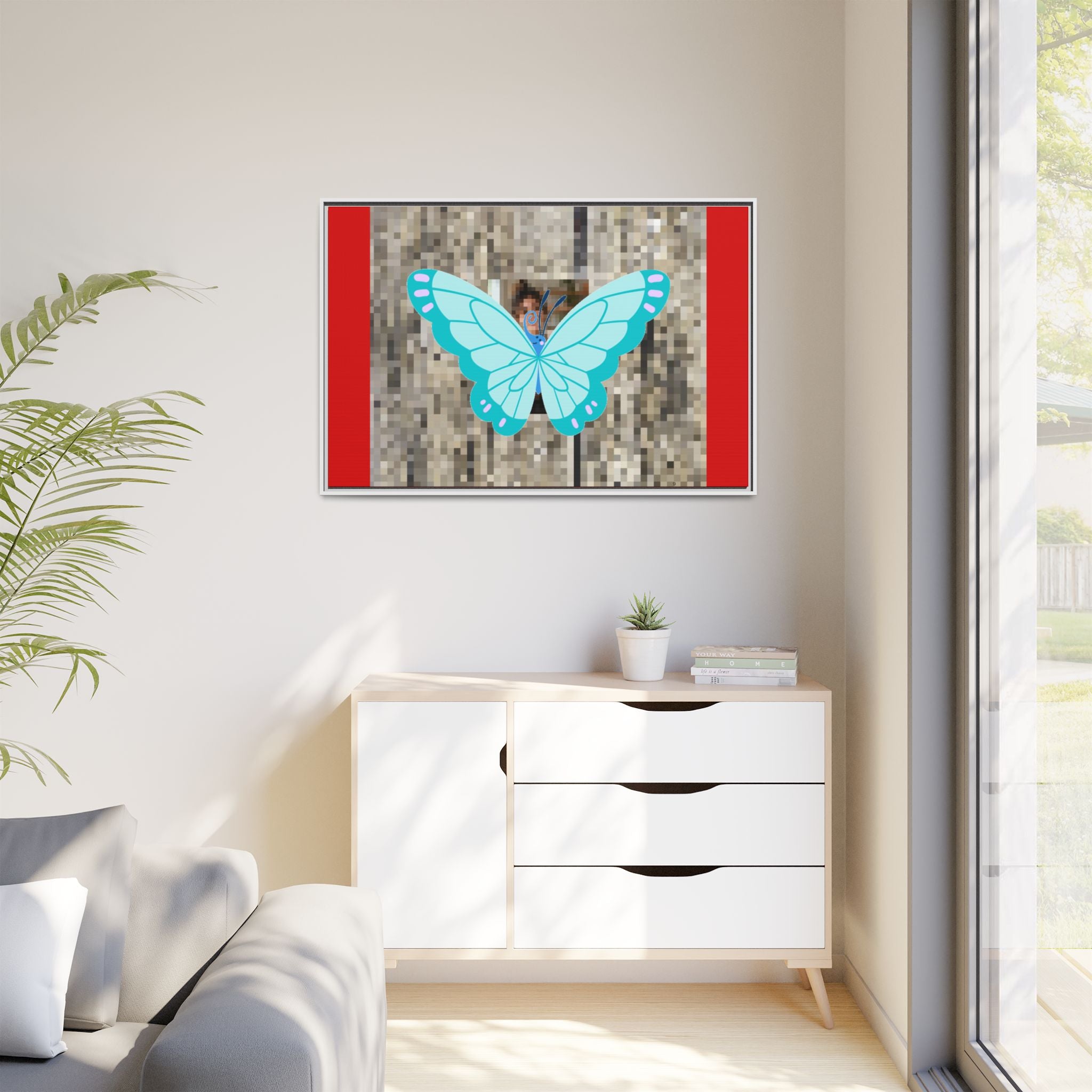 Blue Butterfly Framed Canvas