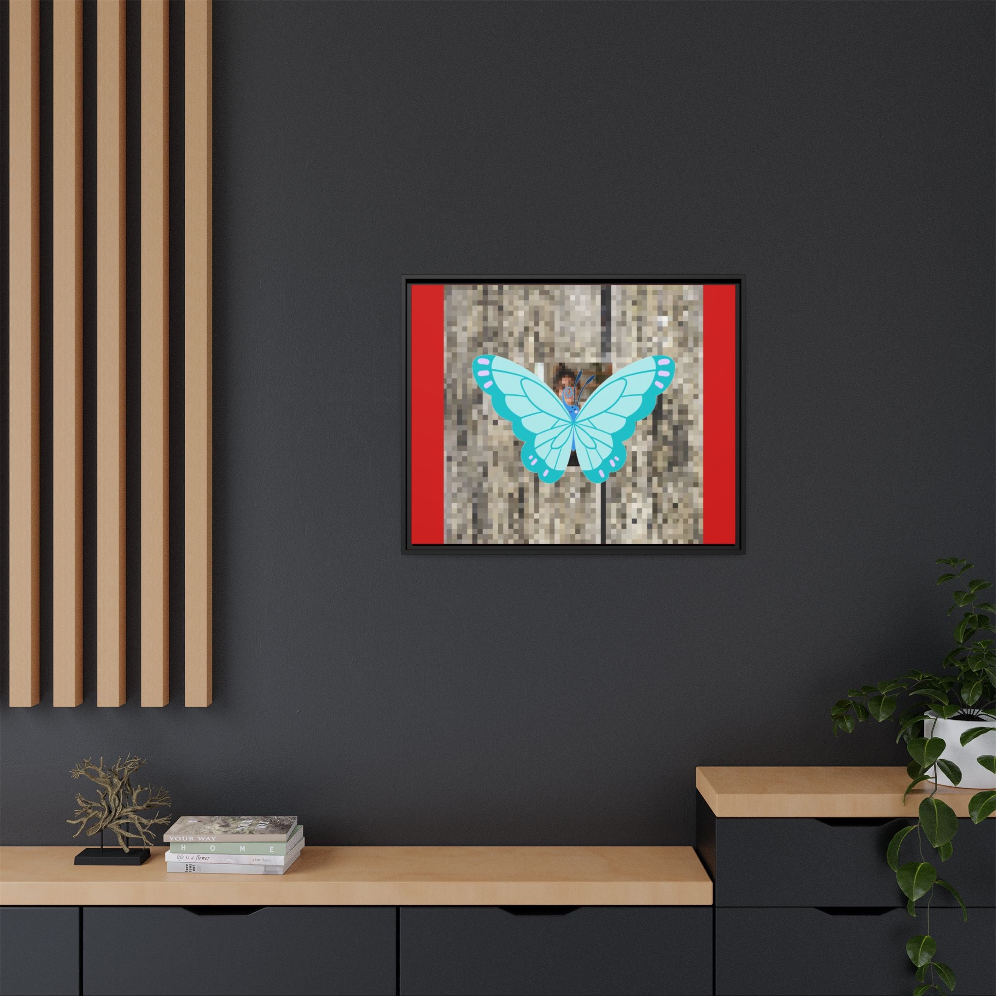 Blue Butterfly Framed Canvas