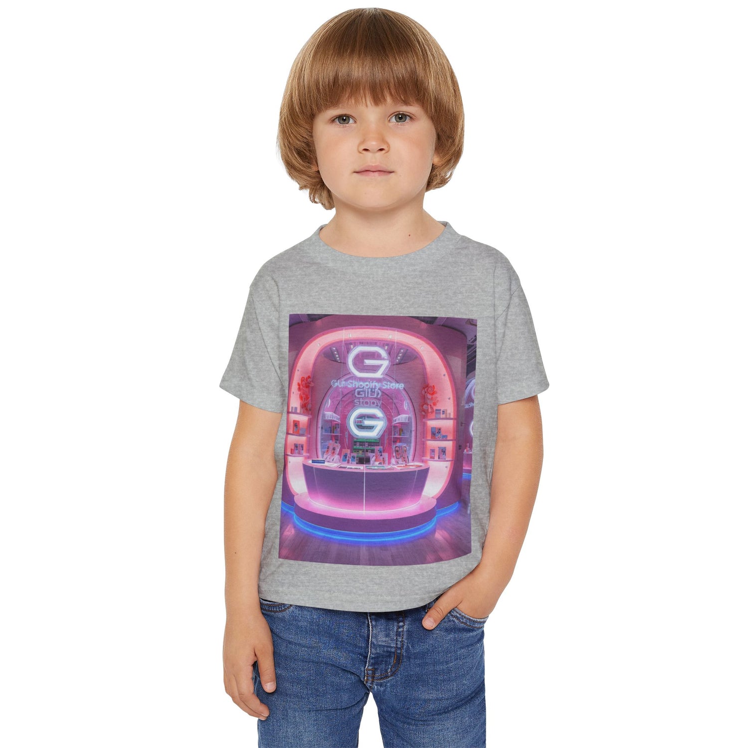 Toddler T-Shirt — Colorful Neon Shop &amp; Rainbow Shopping Bag Graphic