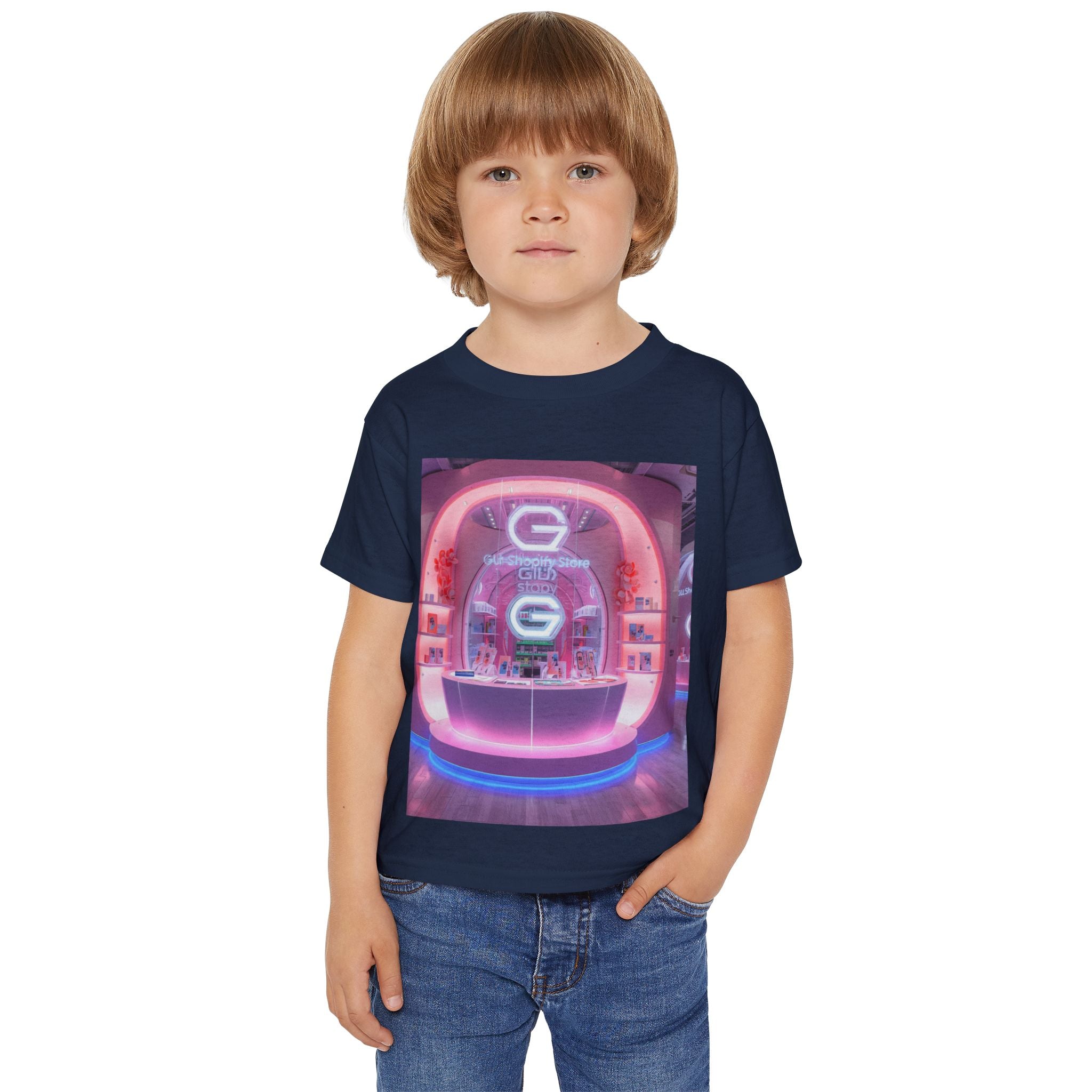 Toddler T-Shirt — Colorful Neon Shop &amp; Rainbow Shopping Bag Graphic