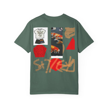 Graphic T-Shirt — Playful Koi &amp; Vase Collage Tee (OVASTYLE Brand)