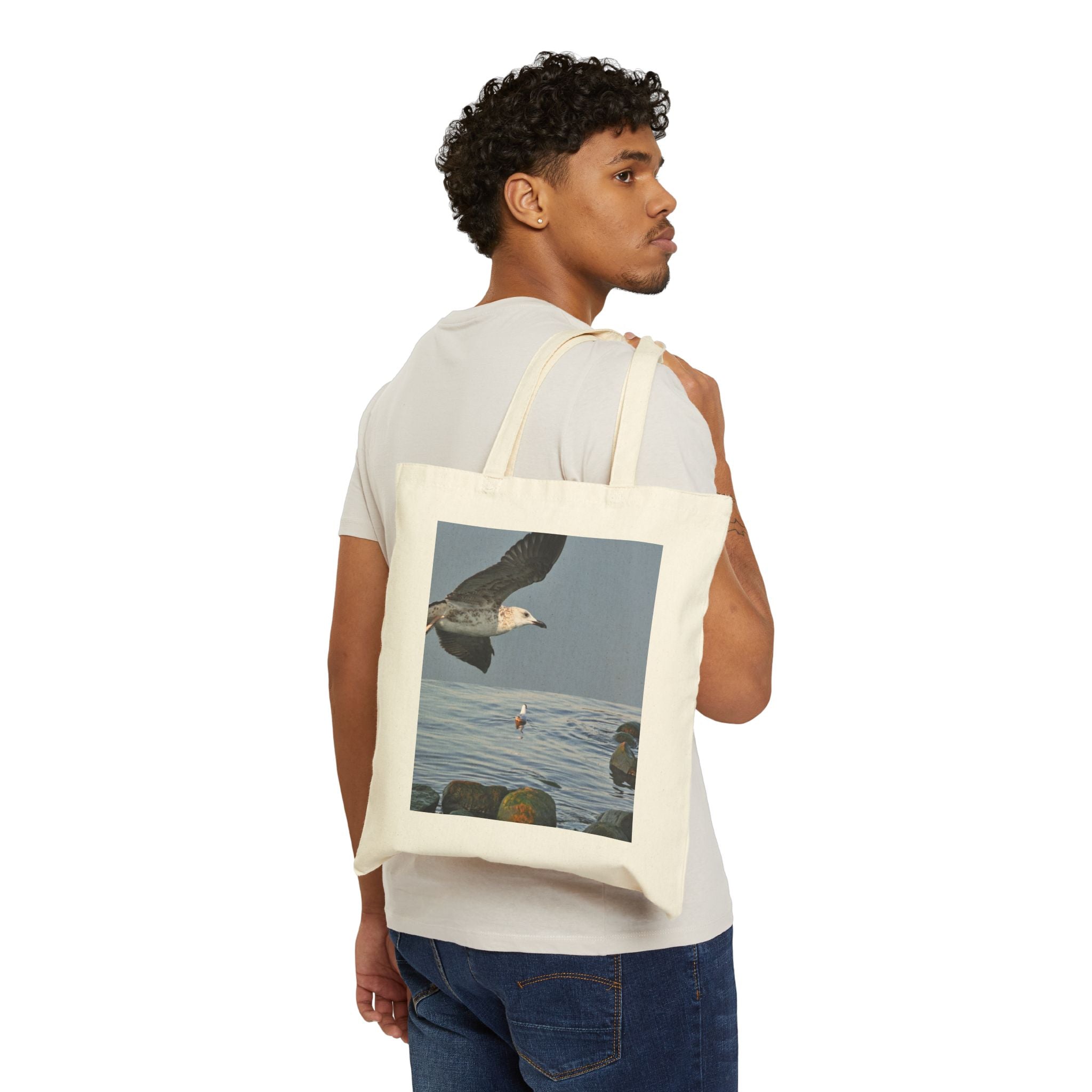 Canvas Tote Bag — Seaside Gull &amp; Sunlit Poppies Art Prints