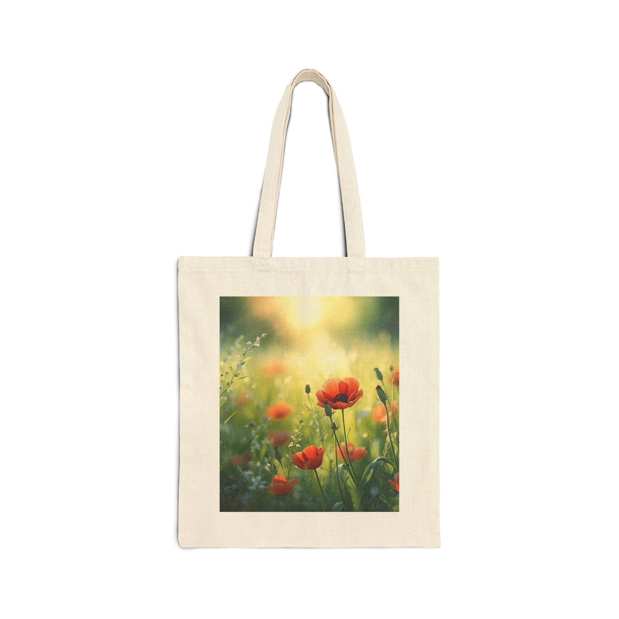 Canvas Tote Bag — Seaside Gull &amp; Sunlit Poppies Art Prints