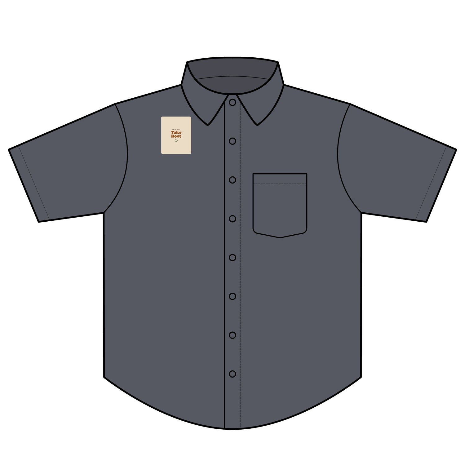 Short Sleeve Oxford Shirt — "Take Root" Minimalist Chest Graphic