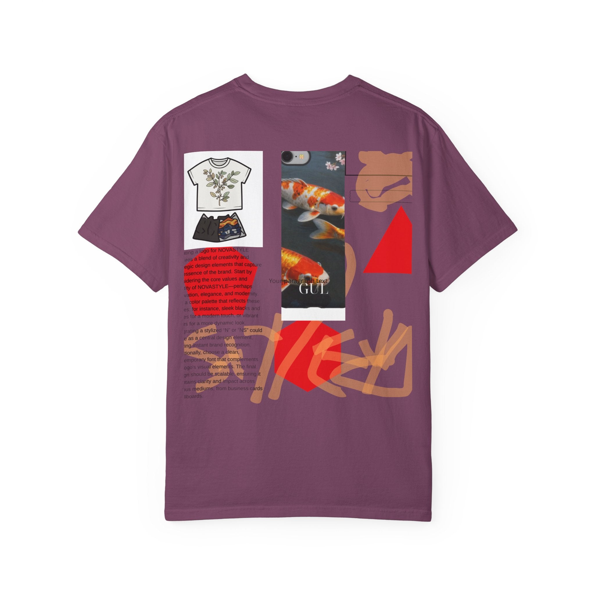 Graphic T-Shirt — Playful Koi &amp; Vase Collage Tee (OVASTYLE Brand)