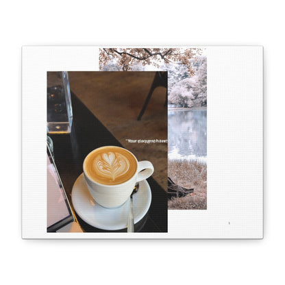 Latte &amp; Landscape Matte Canvas Wall Art — Coffee Shop Photo Collage
