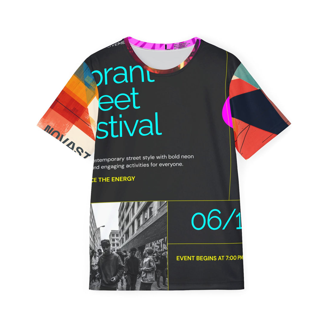 Festival Streetwear Jersey — Neon Graphic All-Over Print Men&