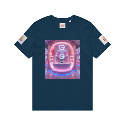 Neon Shop Icon T-Shirt — Colorful Gradient Shopping Bag Design