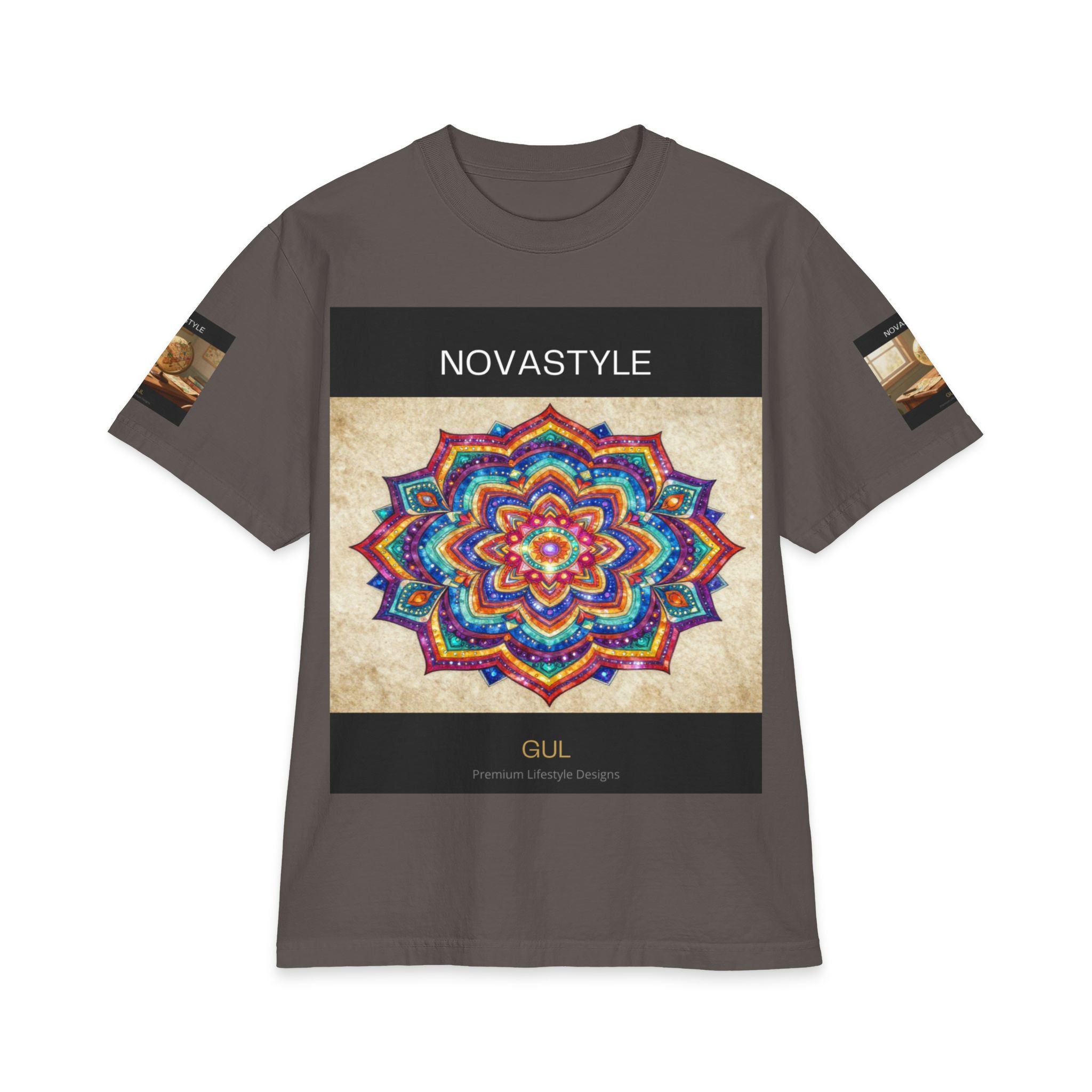 T-Shirt — NOVASTYLE Colorful Mandala &amp; Bonsai Graphic Tee