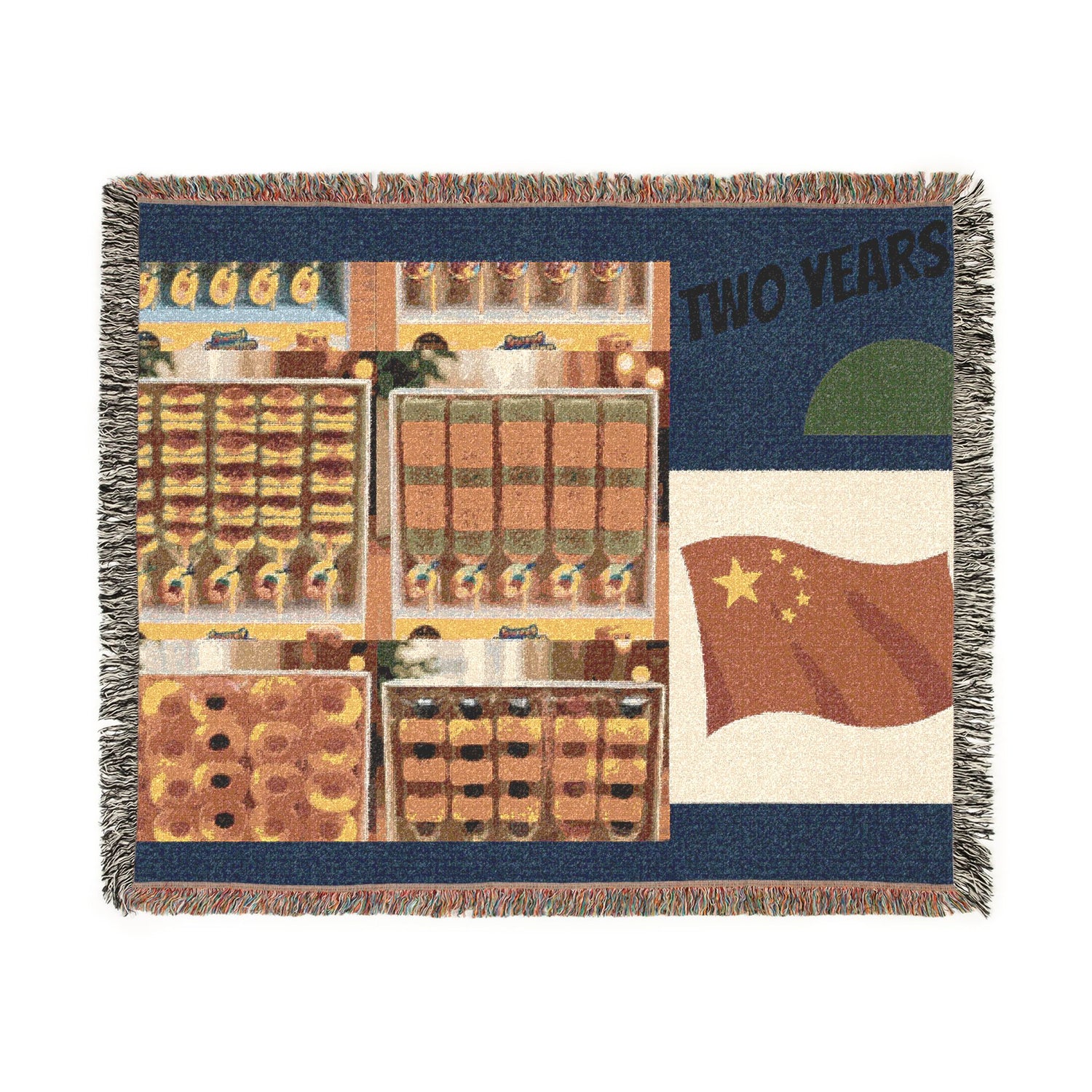 Two Years Flag Woven Blanket – Retro Patchwork Anniversary Throw