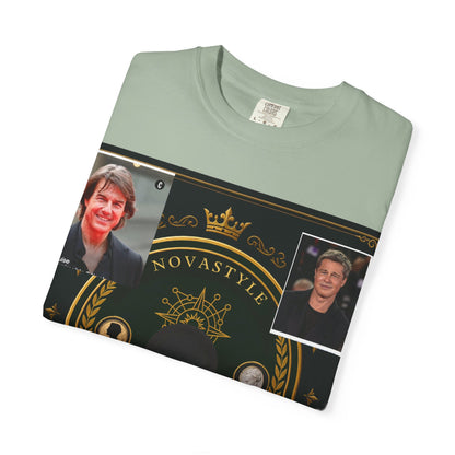 Innovation Crest T-Shirt — Vintage Emblem Tee with Portrait Collage