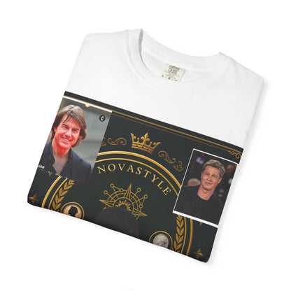 Innovation Crest T-Shirt — Vintage Emblem Tee with Portrait Collage